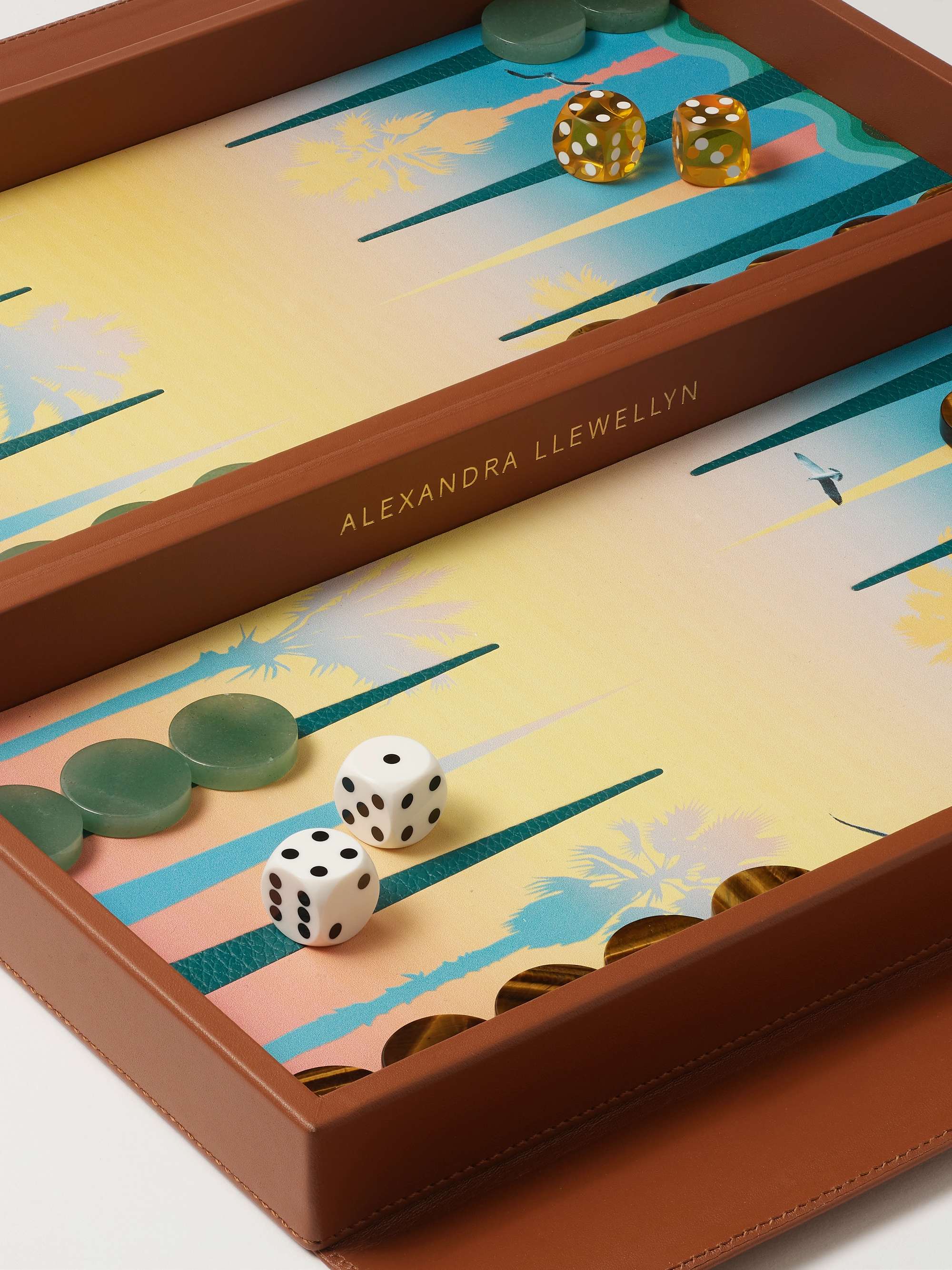 ALEXANDRA LLEWELLYN Dusk Travel Leather Backgammon Set