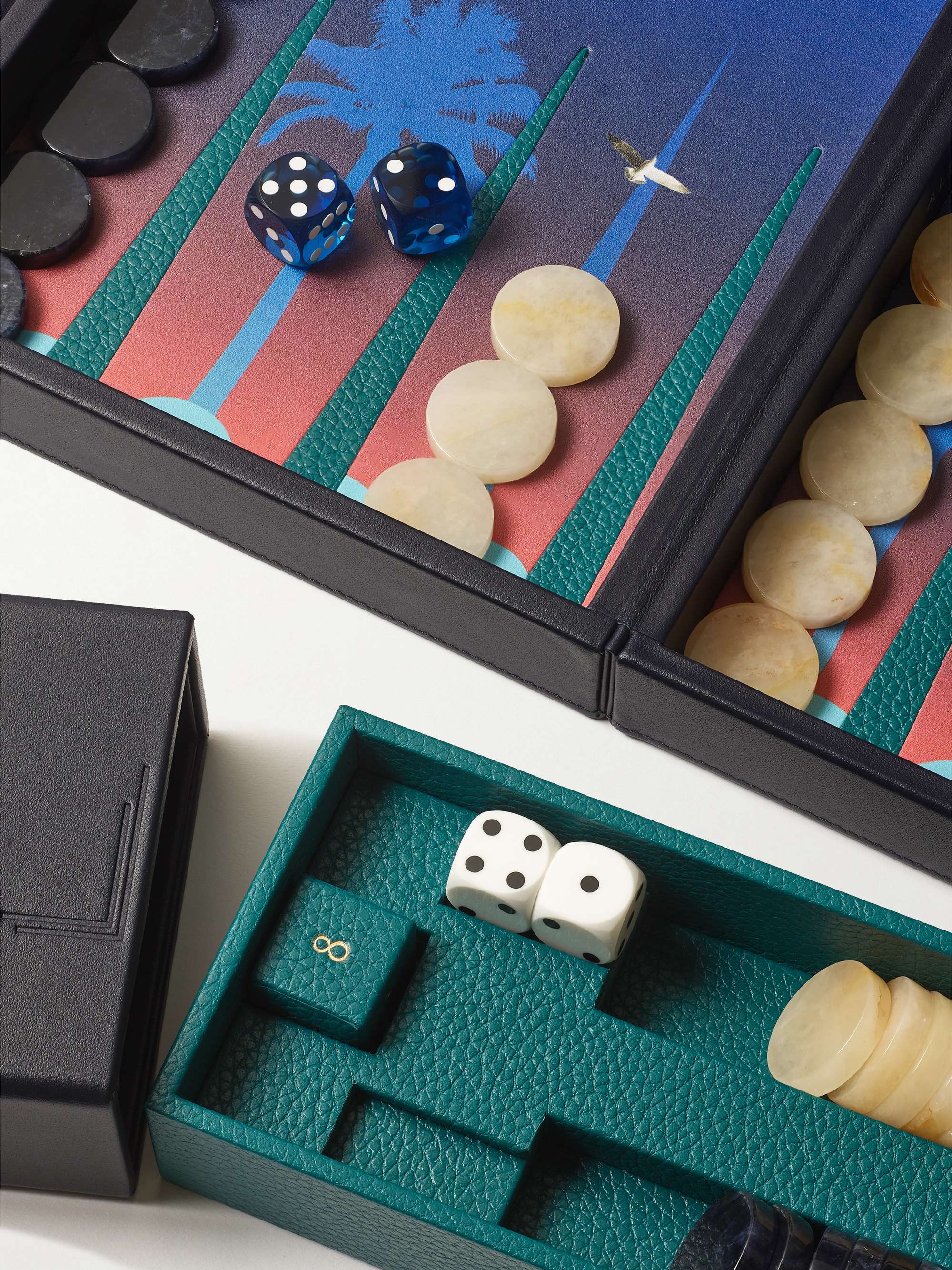 ALEXANDRA LLEWELLYN Dusk Travel Leather Backgammon Set