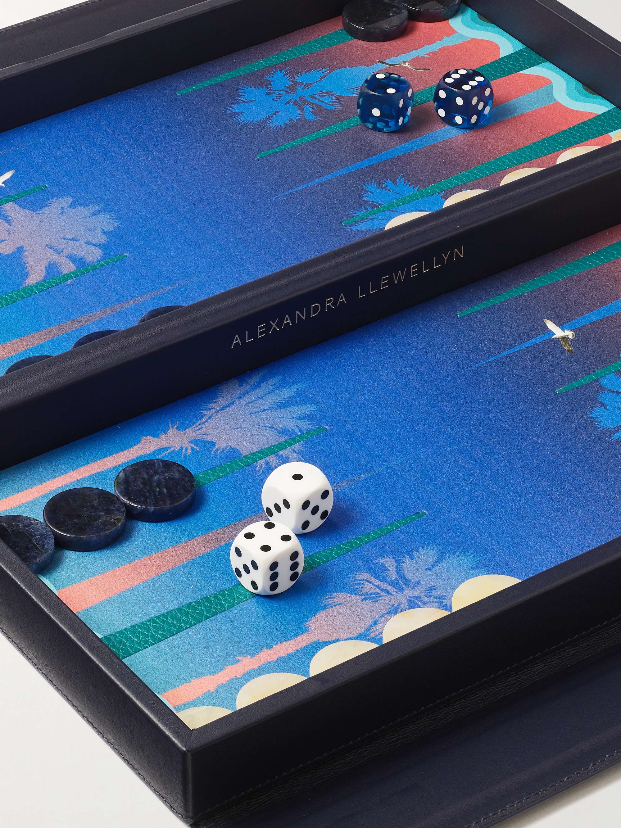 ALEXANDRA LLEWELLYN Dusk Travel Leather Backgammon Set
