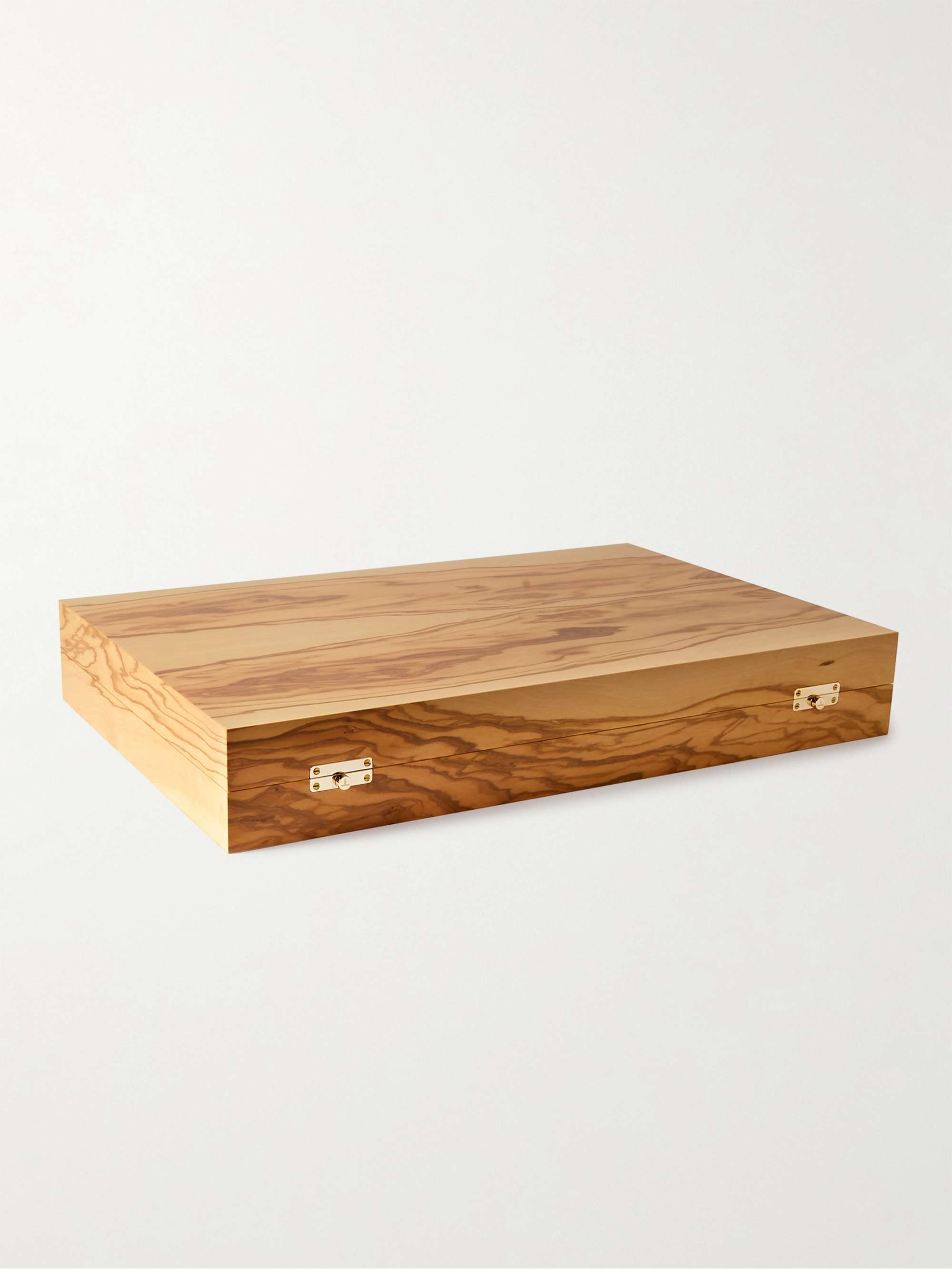 ALEXANDRA LLEWELLYN Sunrise Olive Wood and Leather Backgammon Set