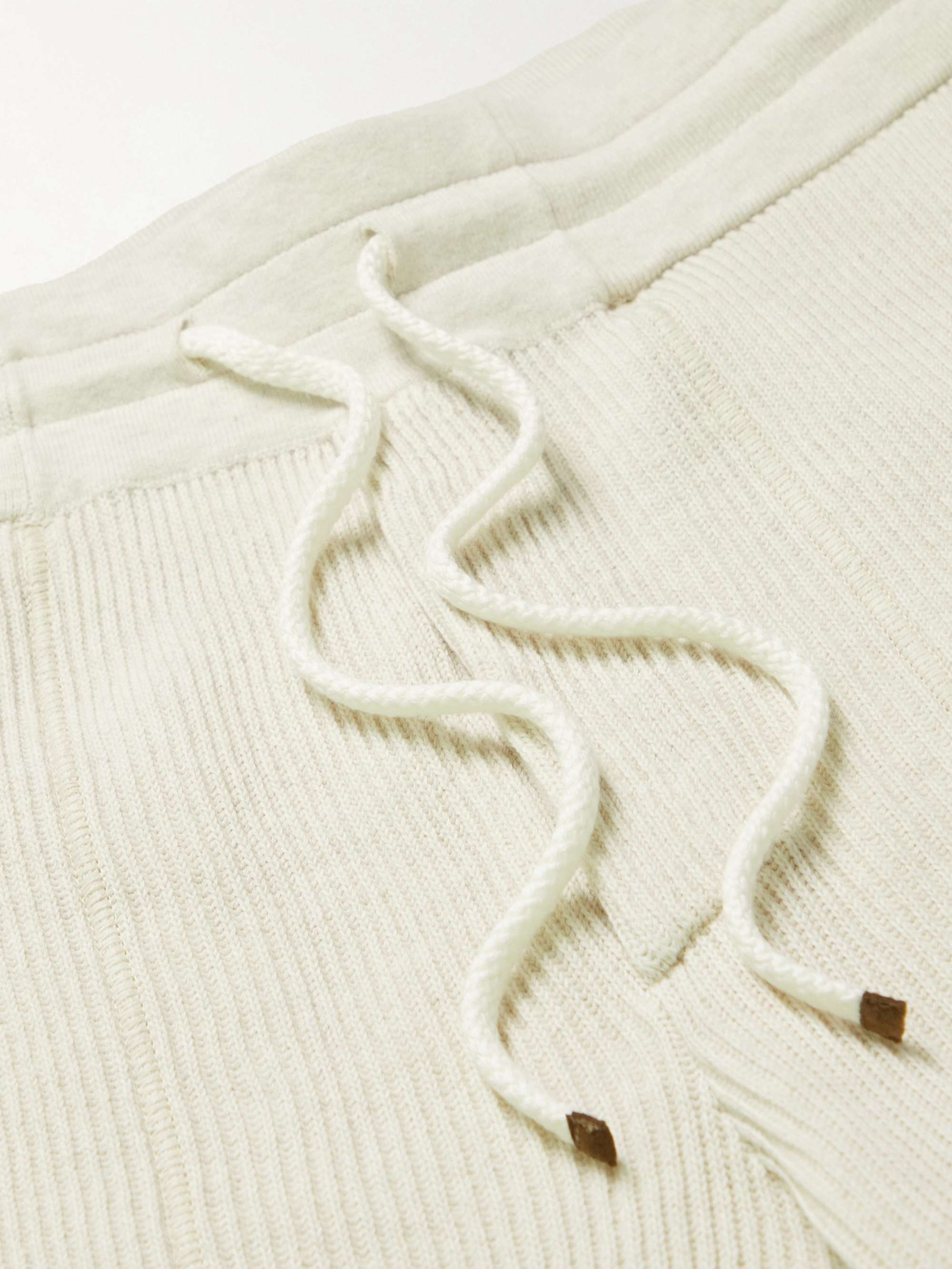 BRUNELLO CUCINELLI Tapered Ribbed Cotton Sweatpants