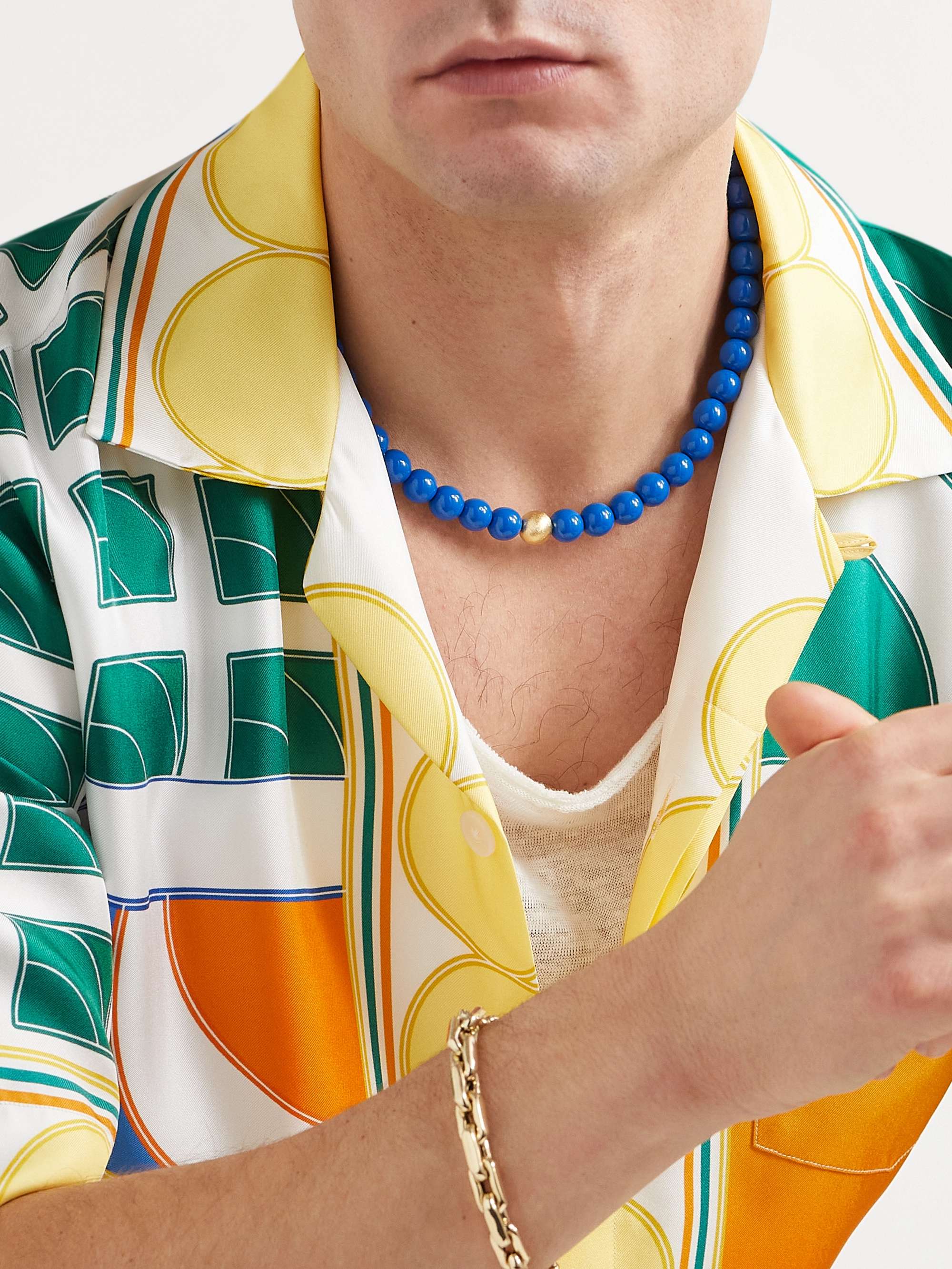 LAUREN RUBINSKI Silver and Enamel Beaded Necklace