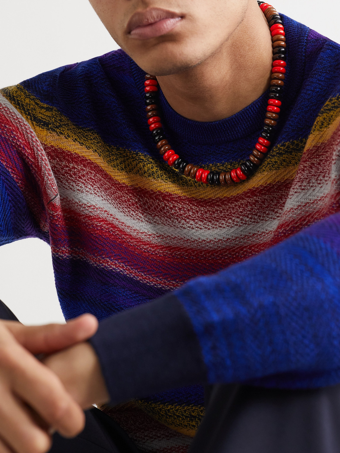 Shop Lauren Rubinski Silver And Enamel Beaded Necklace In Red