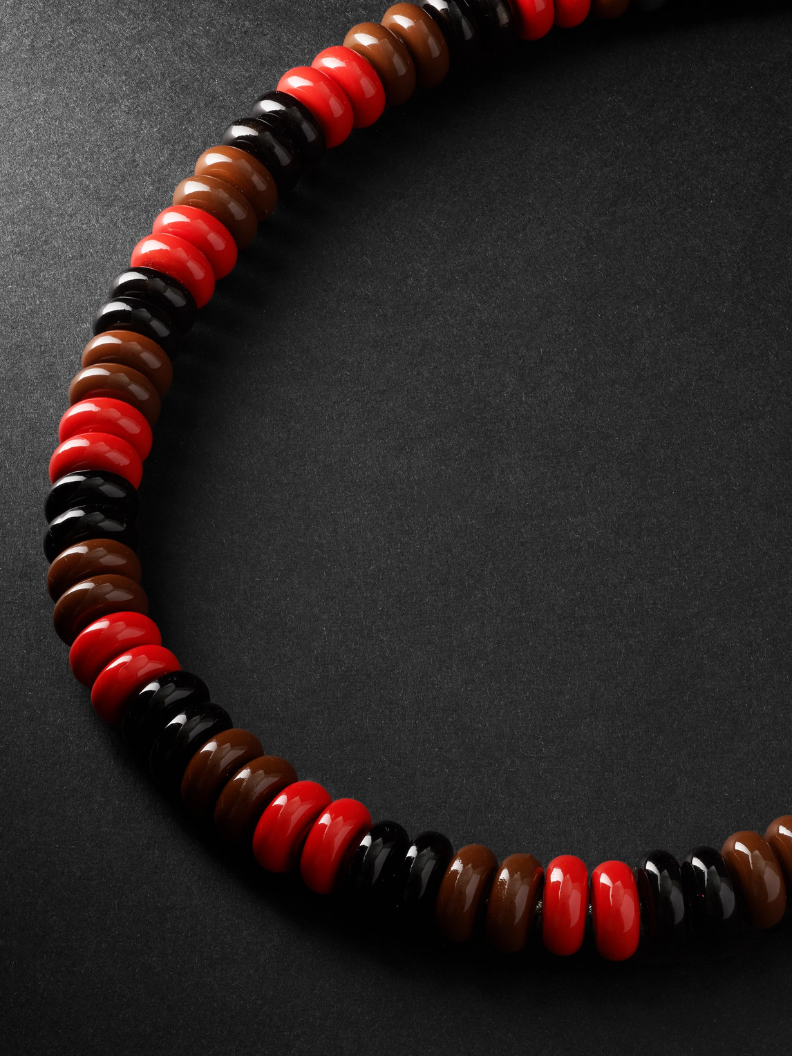 Lauren Rubinski Silver And Enamel Beaded Necklace In Red