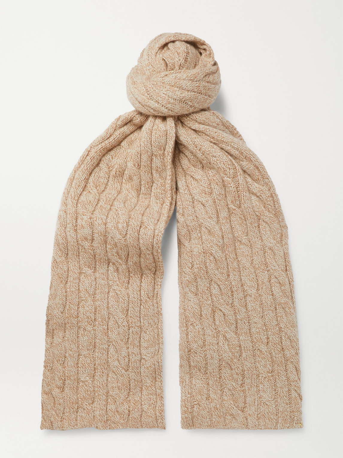 Loro Piana Cable-knit Baby Cashmere Scarf In Brown