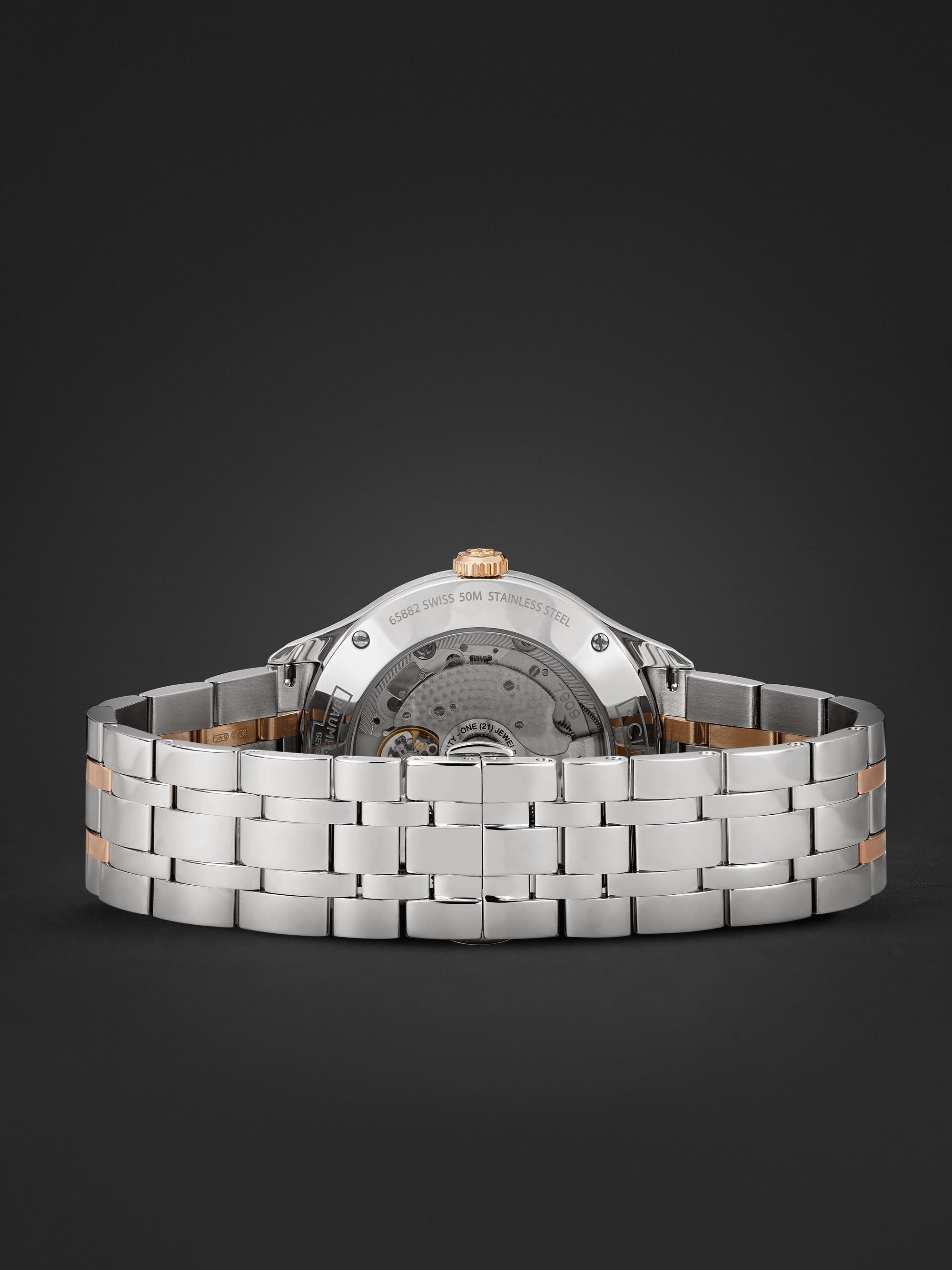 BAUME & MERCIER Clifton Baumatic Automatic Chronometer 40mm Stainless Steel and 18-Karat Rose Gold-Capped Watch, Ref. No. M0A10458