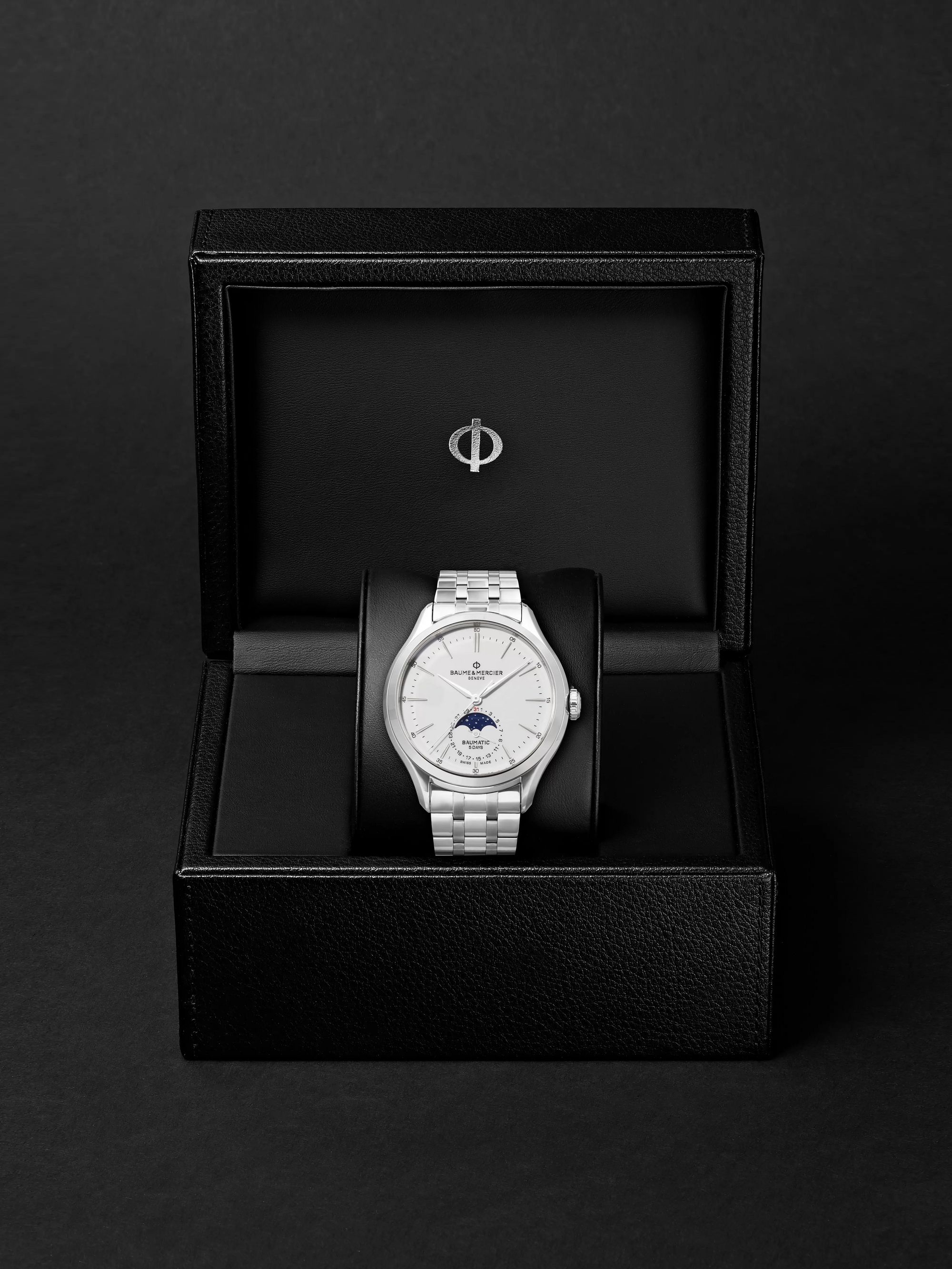 BAUME & MERCIER Clifton Baumatic Automatic Moon-Phase 42mm Stainless Steel Watch, Ref. No. M0A10552