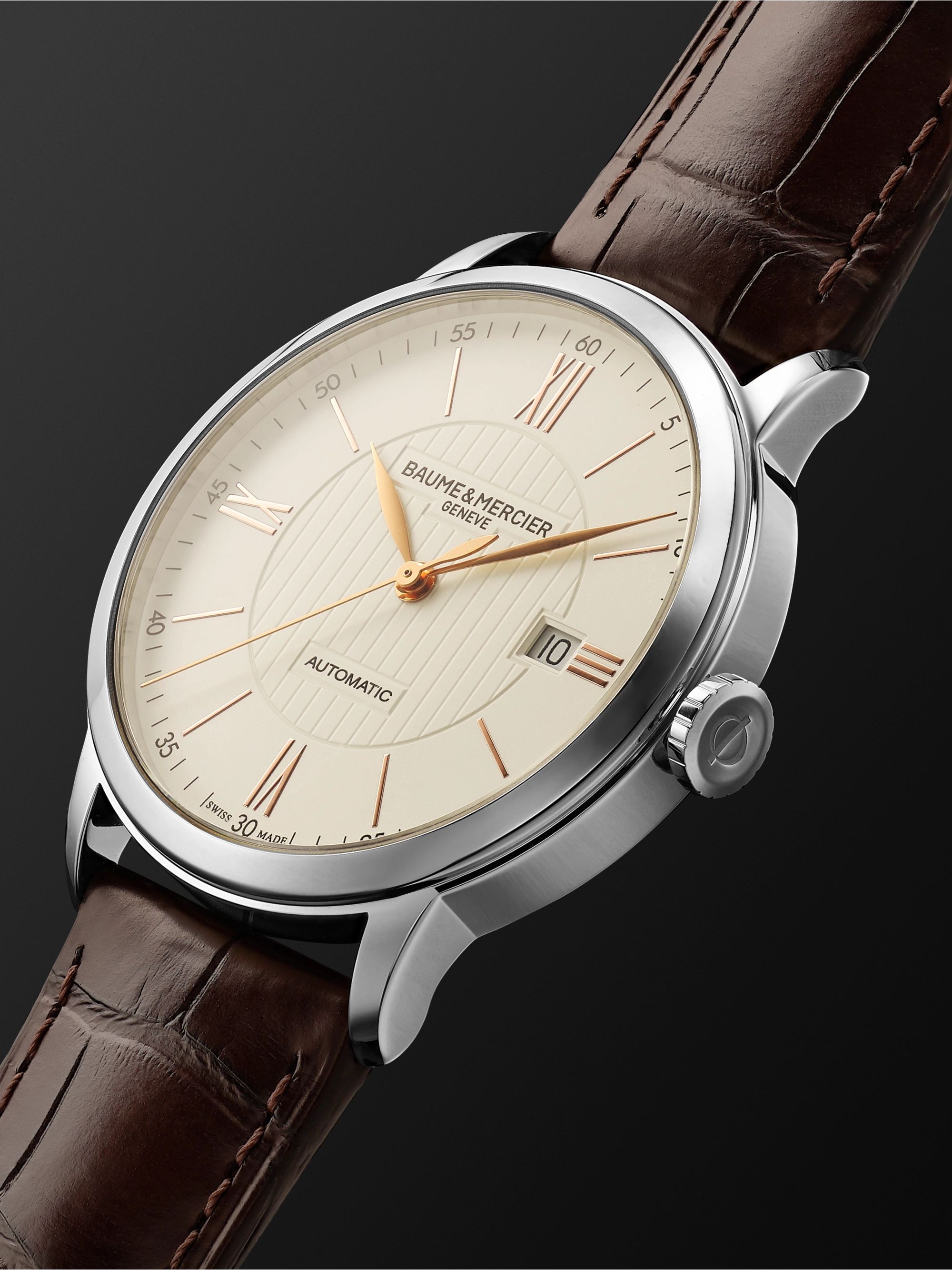 BAUME & MERCIER Classima Automatic 40mm Stainless Steel and Alligator Watch, Ref. No. 10263