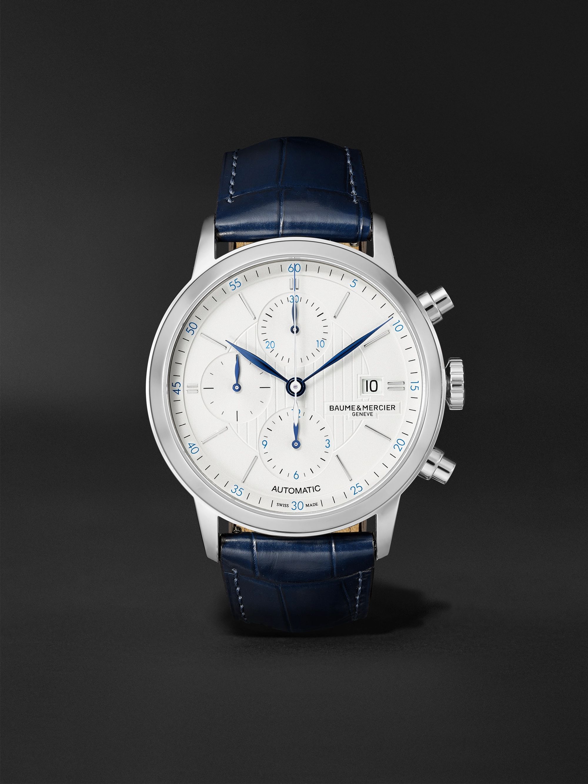 BAUME & MERCIER Classima Automatic Chronograph 42mm Steel and Alligator Watch, Ref. No. M0A10330
