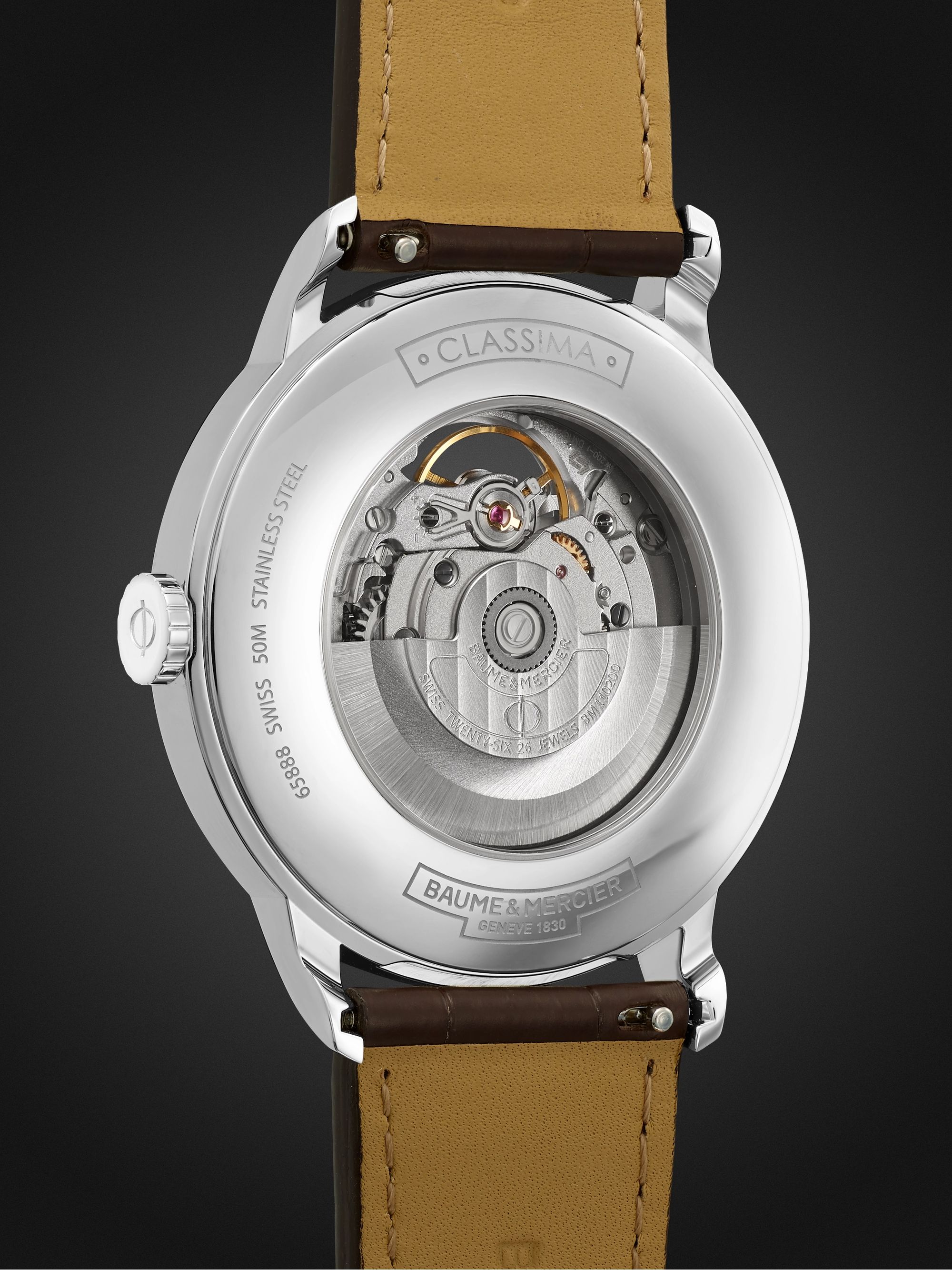 BAUME & MERCIER Classima Automatic Open Balance 42mm Stainless Steel and Alligator Watch, Ref. No. MOA10524