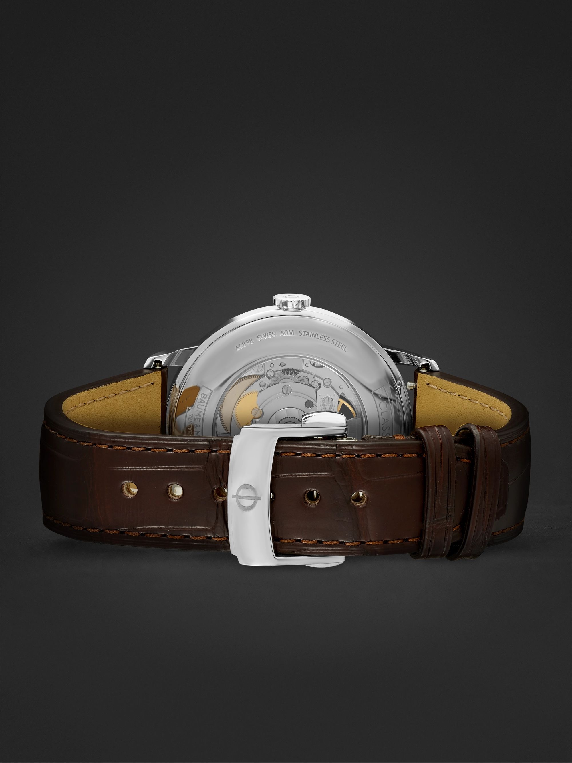 BAUME & MERCIER Classima Automatic Open Balance 42mm Stainless Steel and Alligator Watch, Ref. No. MOA10524