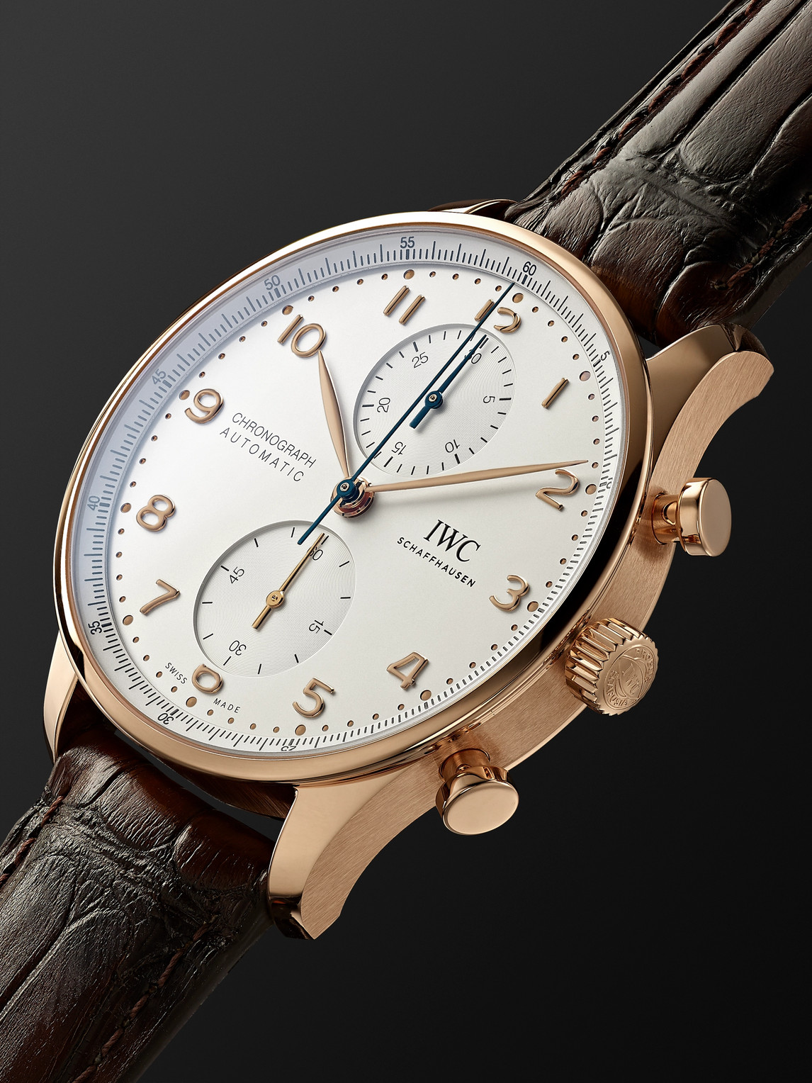  Iwc Schaffhausen - Portugieser Automatic Chronograph 41mm 18-karat Red Gold And Alligator Watch, Ref. No. Iw371611 - Men - Silver 