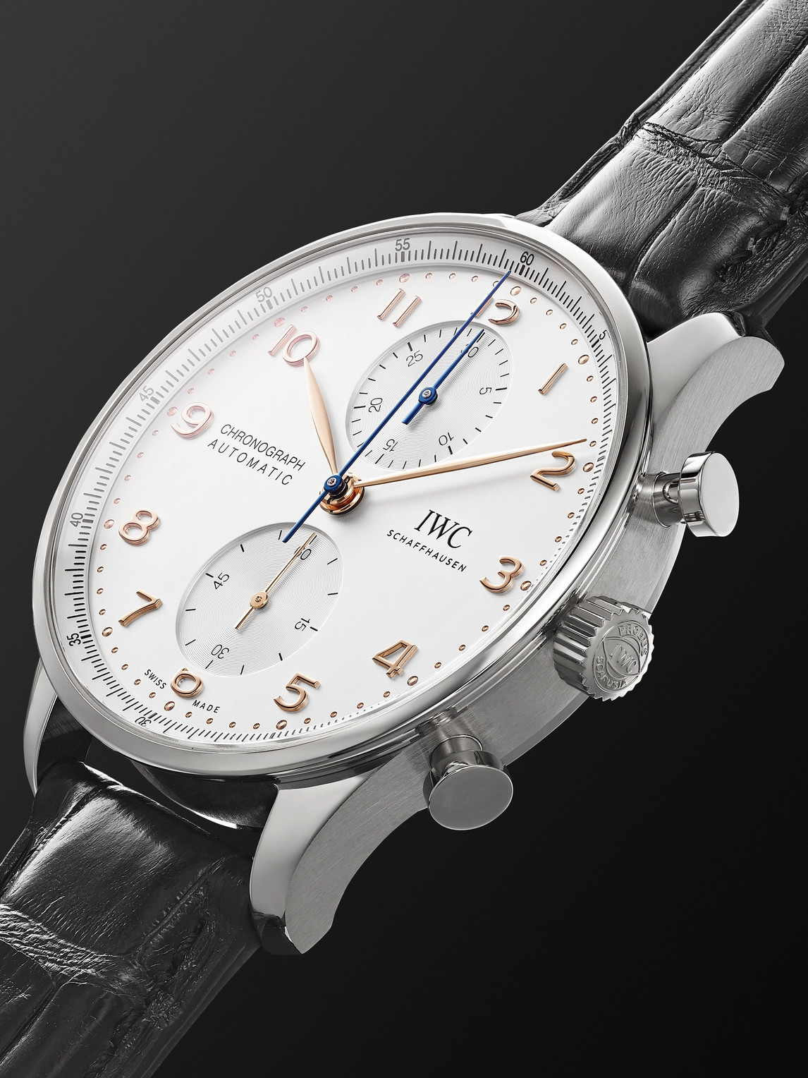  Iwc Schaffhausen - Portugieser Automatic Chronograph 41mm Stainless Steel And Alligator Watch, Ref. No. Iw371604 - Men - Silver 