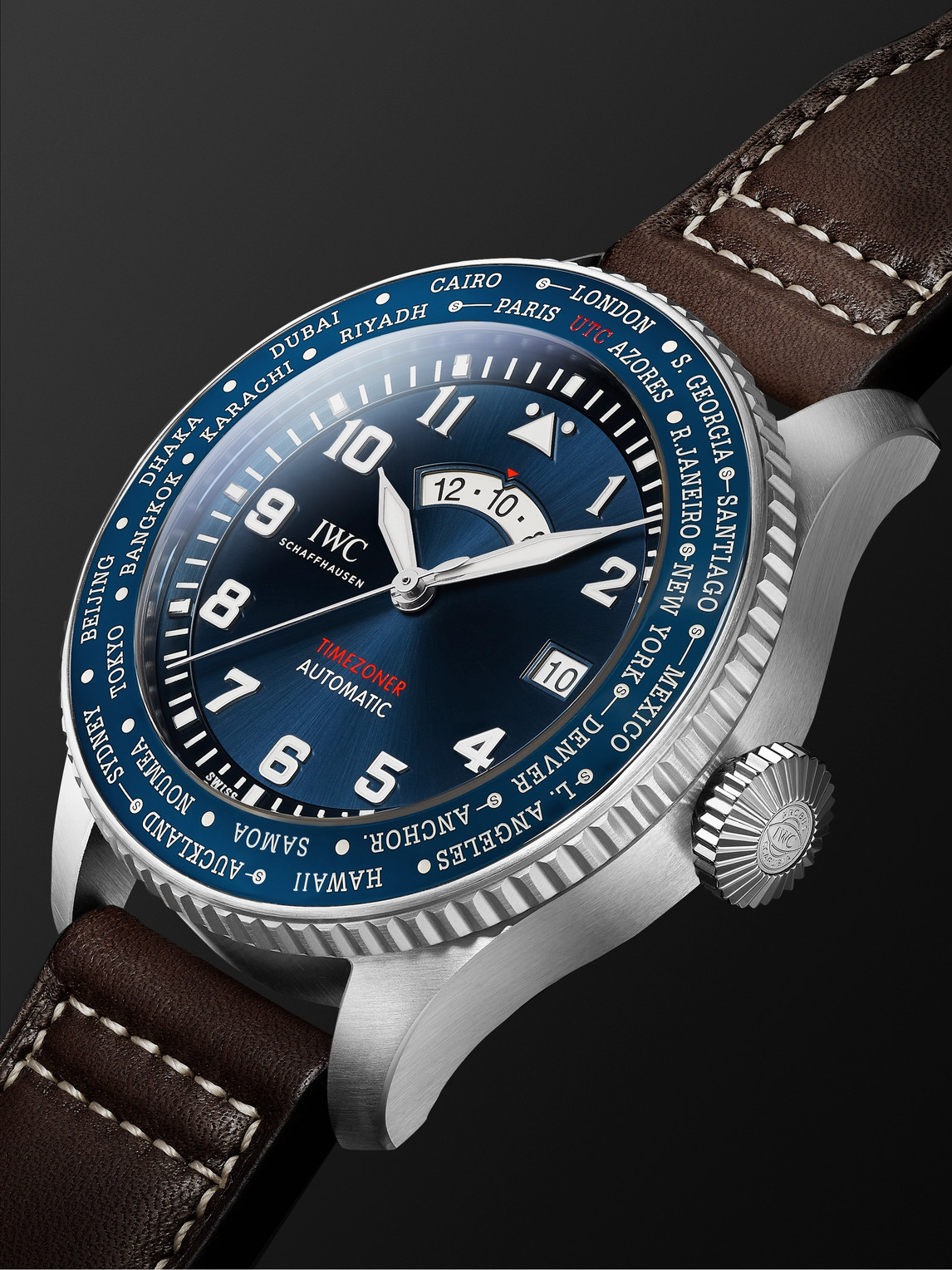 Shop Iwc Schaffhausen Pilot's Watch Timezoner Le Petit Prince Limited Edition Automatic 46mm Stainless Steel And Leather W In Blue