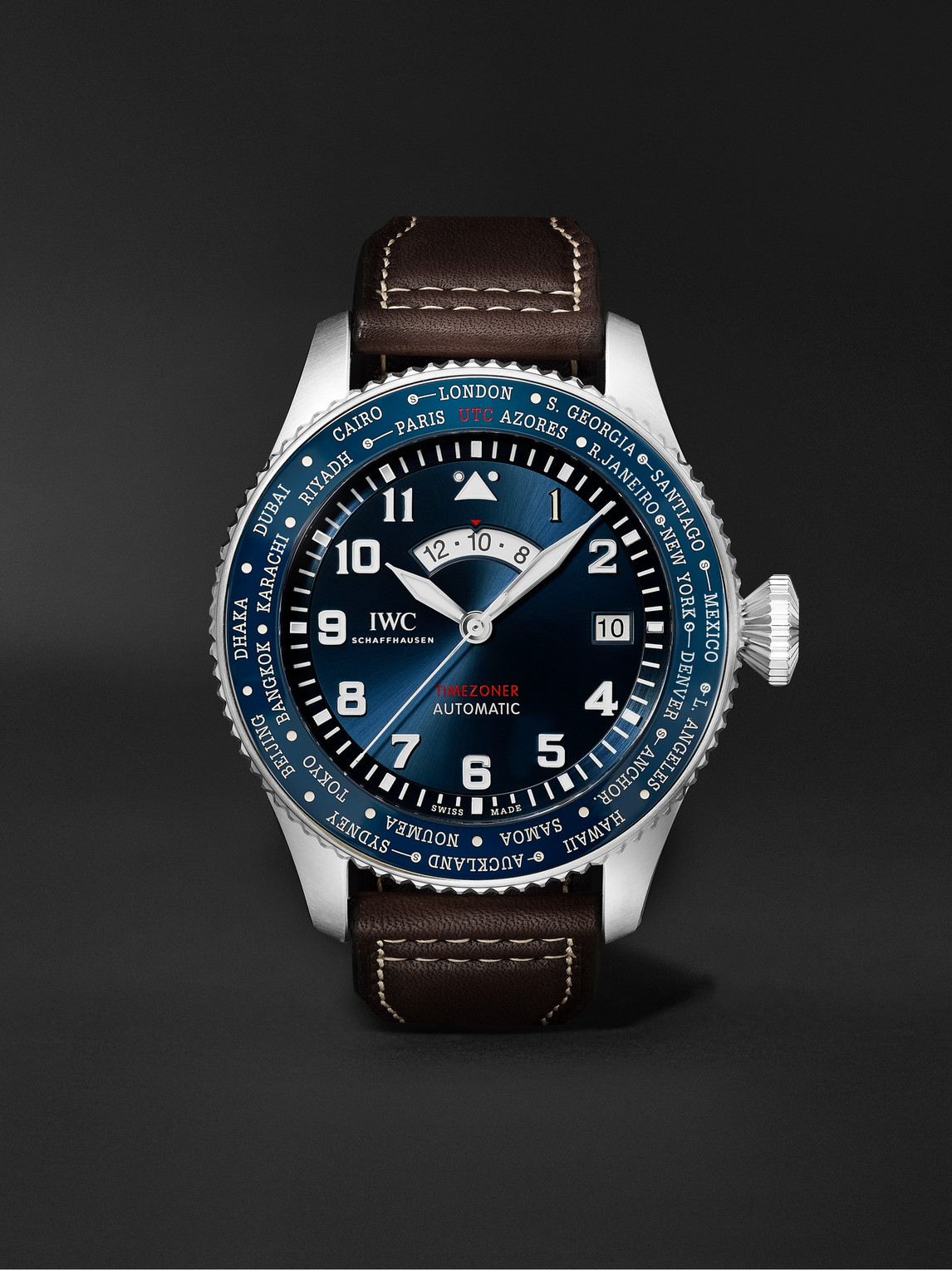 Iwc Schaffhausen Pilot's Watch Timezoner Le Petit Prince Limited Edition Automatic 46mm Stainless Steel And Leather W In Blue