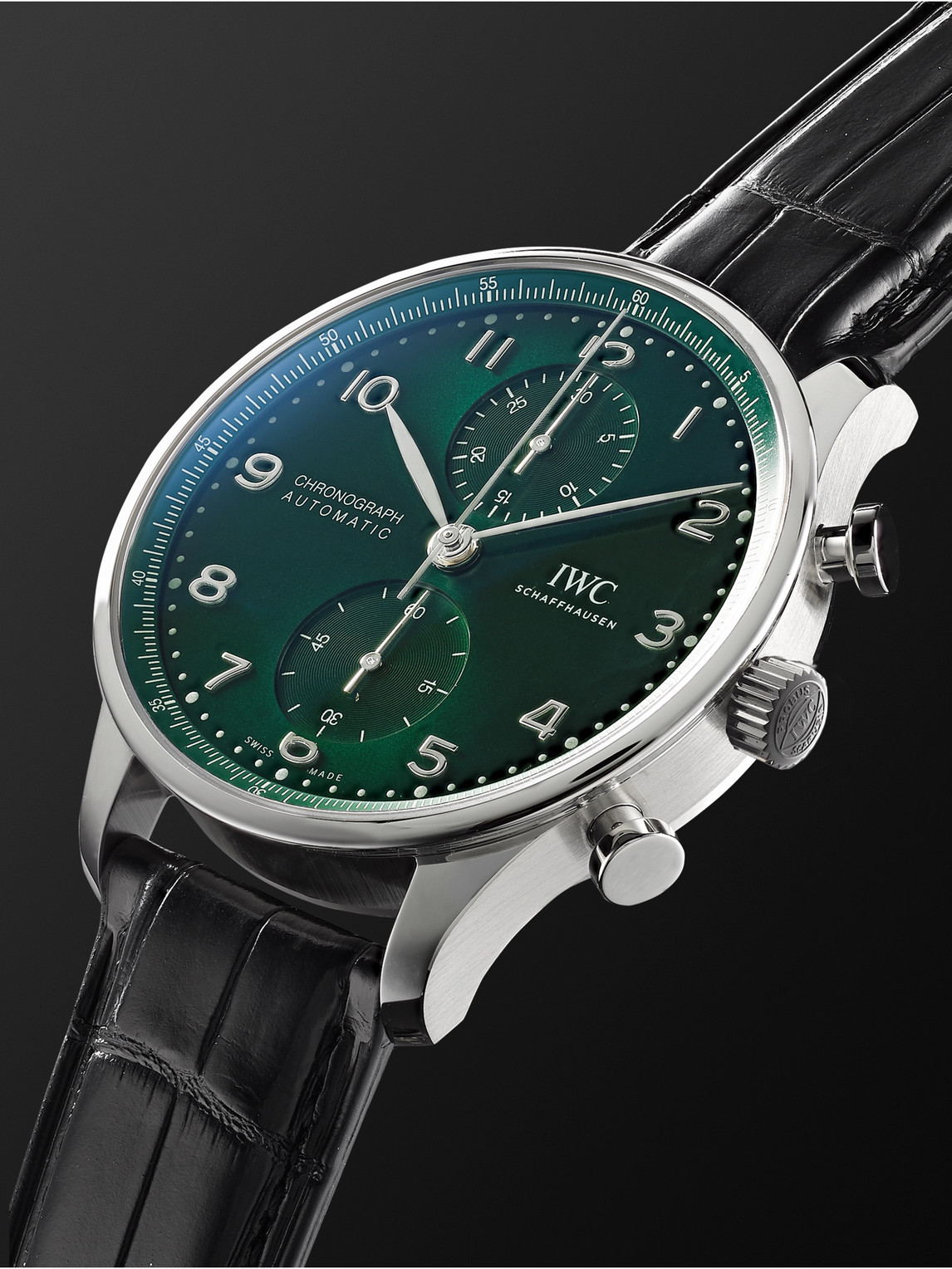  Iwc Schaffhausen - Portugieser Automatic Chronograph 41mm Stainless Steel And Alligator Watch, Ref. No. Iw371615 - Men - Green 