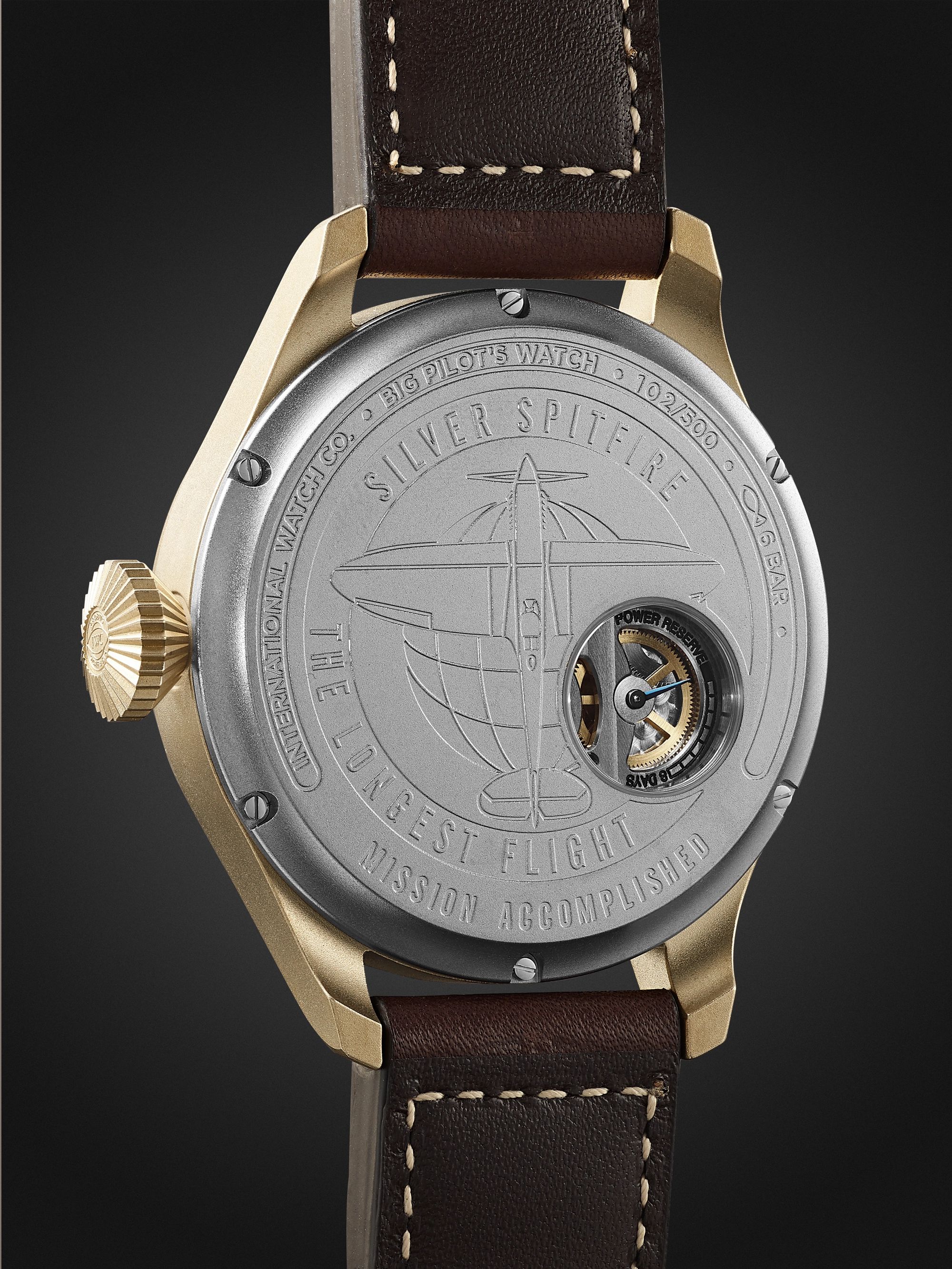 IWC SCHAFFHAUSEN Big Pilot's Big Date Spitfire ‘Mission Accomplished’ Limited Edition Hand-Wound 46.2mm Bronze and Leather Watch, Ref. No. IW510506