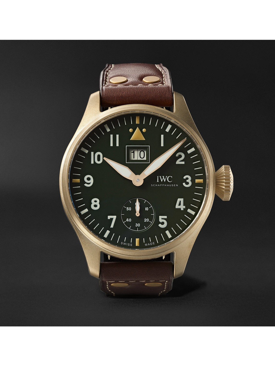 Iwc Schaffhausen Big Pilot's Big Date Spitfire ‘mission Accomplished' Limited Edition Hand-wound 46.2mm Bronze And Le In Green