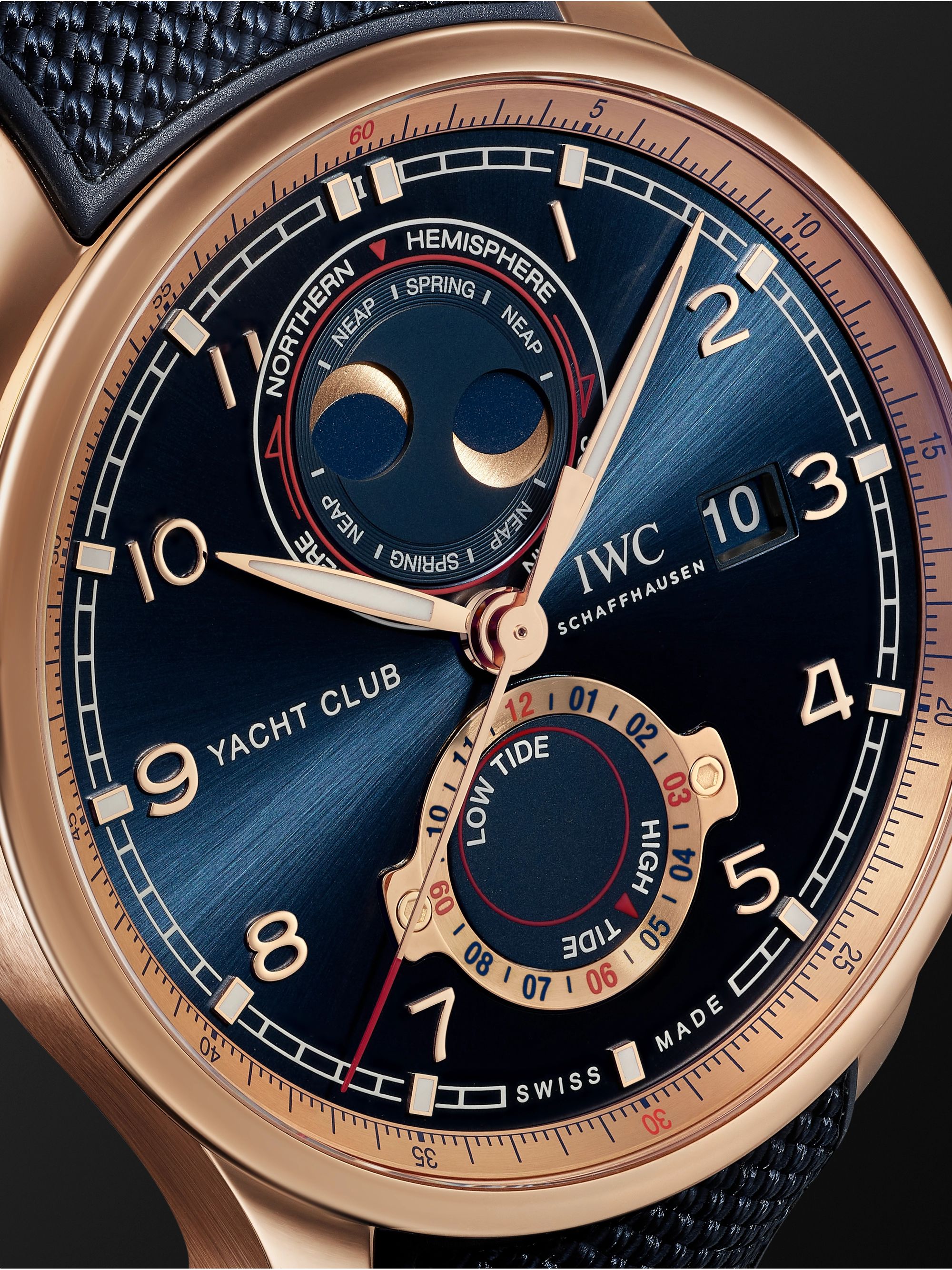 IWC SCHAFFHAUSEN Portugieser Yacht Club Moon & Tide Automatic Chronograph 44.6mm 18-Karat Red Gold and Rubber Watch, Ref. No. IW344001