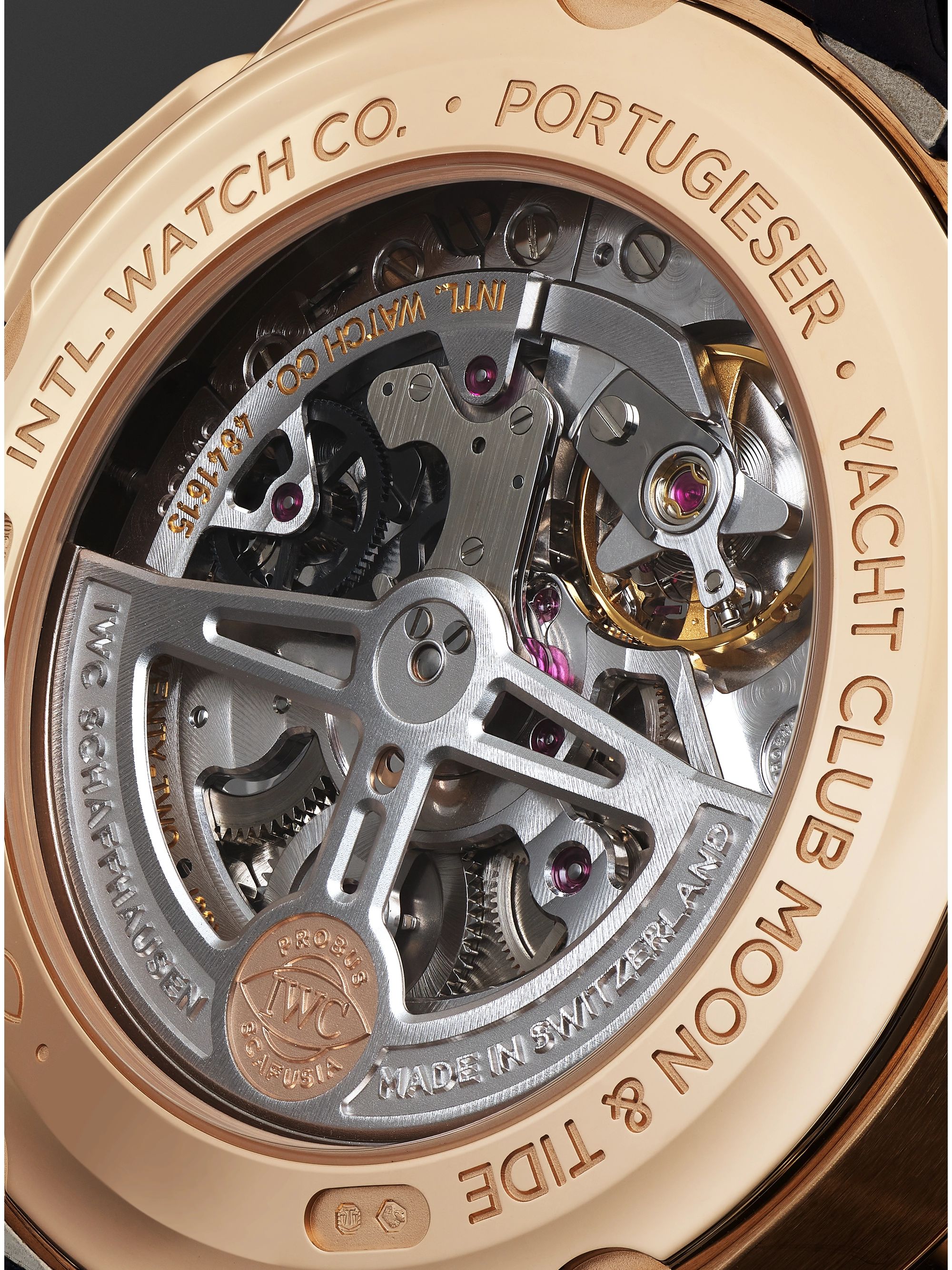 IWC SCHAFFHAUSEN Portugieser Yacht Club Moon & Tide Automatic Chronograph 44.6mm 18-Karat Red Gold and Rubber Watch, Ref. No. IW344001