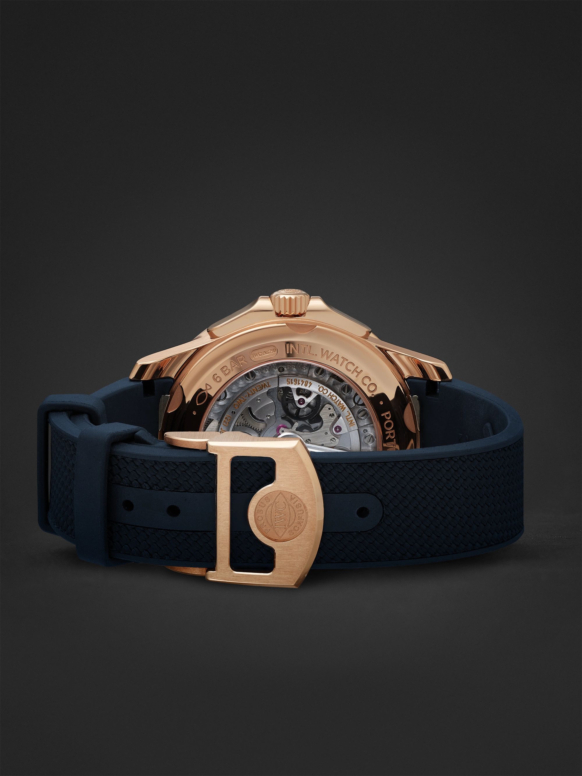 IWC SCHAFFHAUSEN Portugieser Yacht Club Moon & Tide Automatic Chronograph 44.6mm 18-Karat Red Gold and Rubber Watch, Ref. No. IW344001