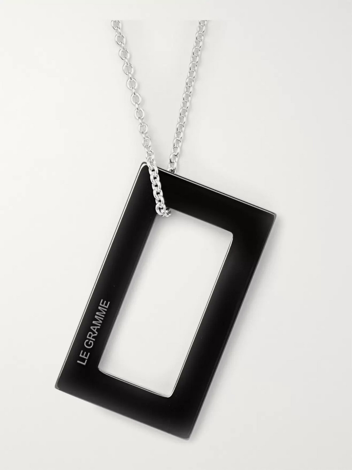 Shop Le Gramme 21/10ths Sterling Silver And Ceramic Necklace In Black