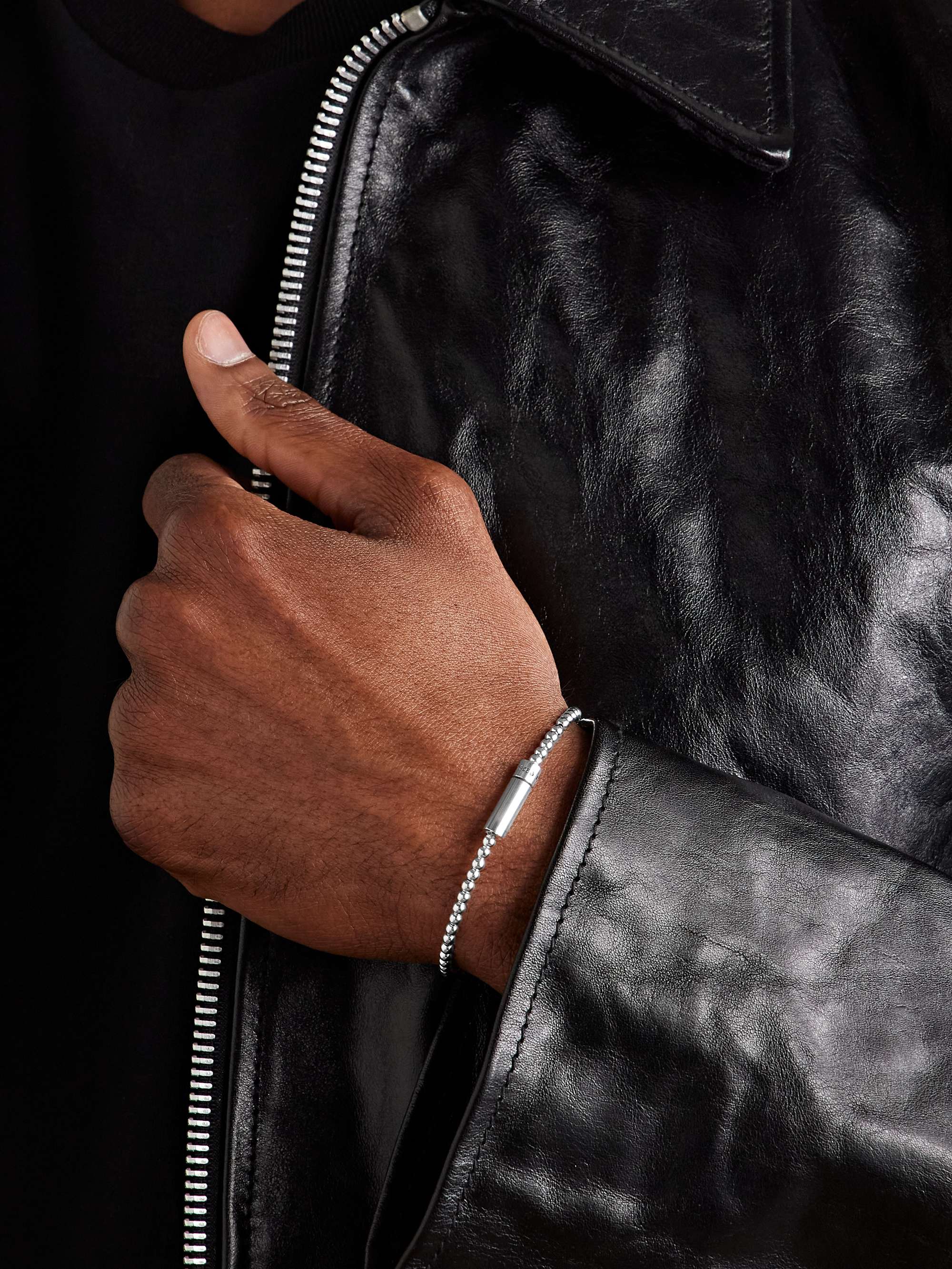 LE GRAMME Le 11 Sterling Silver Beaded Bracelet for Men | MR