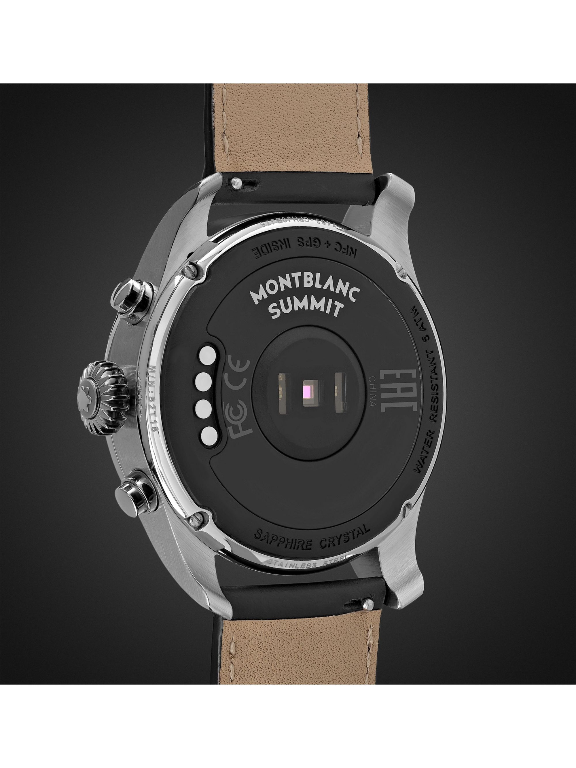 MONTBLANC Summit 2 42mm Stainless Steel and Leather Smart Watch, Ref. No. 119439