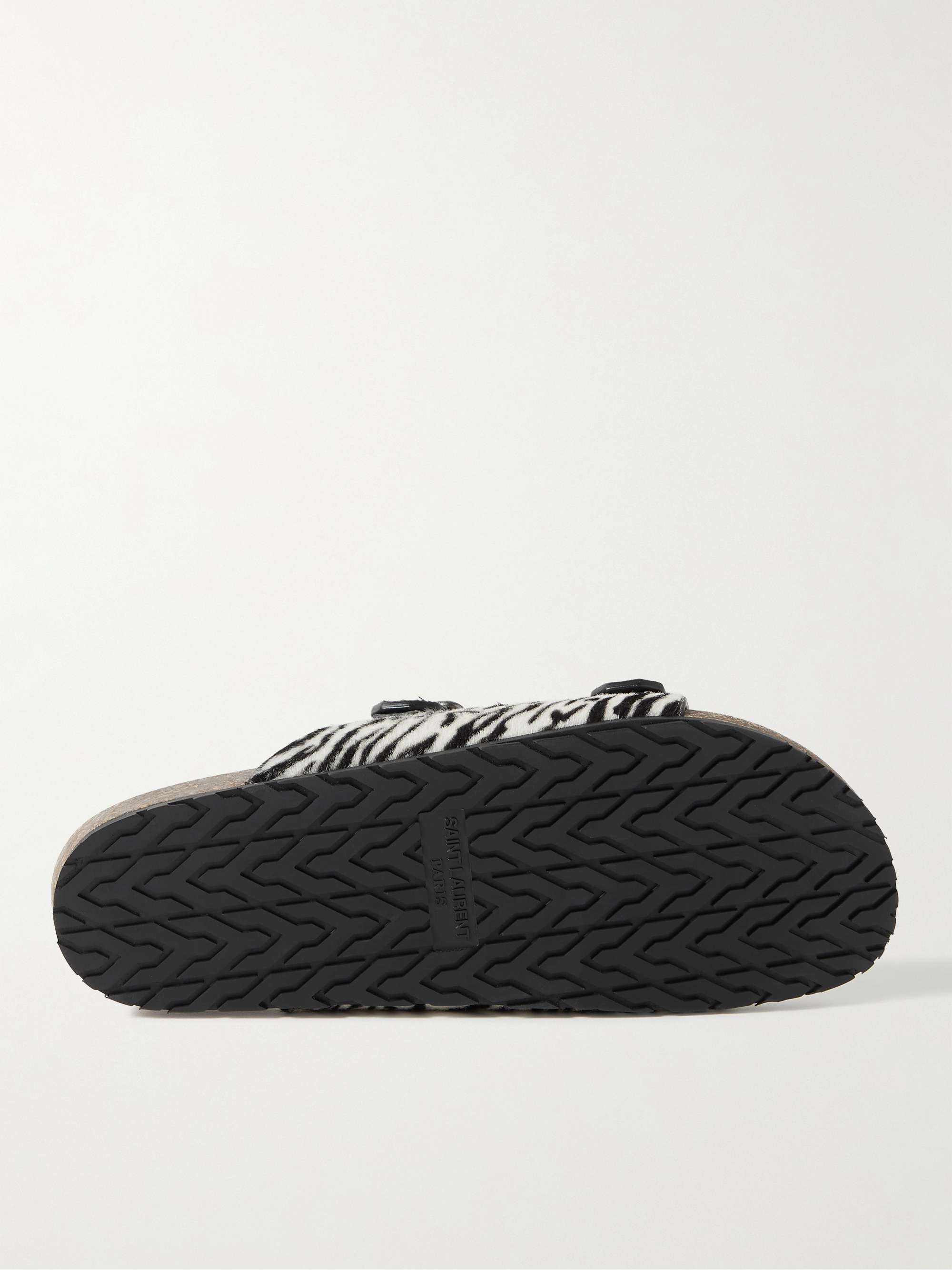 SAINT LAURENT Jimmy Zebra-Print Calf Hair Sandals | MR PORTER