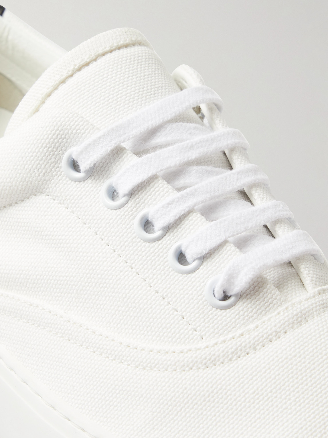 Shop Saint Laurent Venice Leather-trimmed Cotton-canvas Sneakers In White