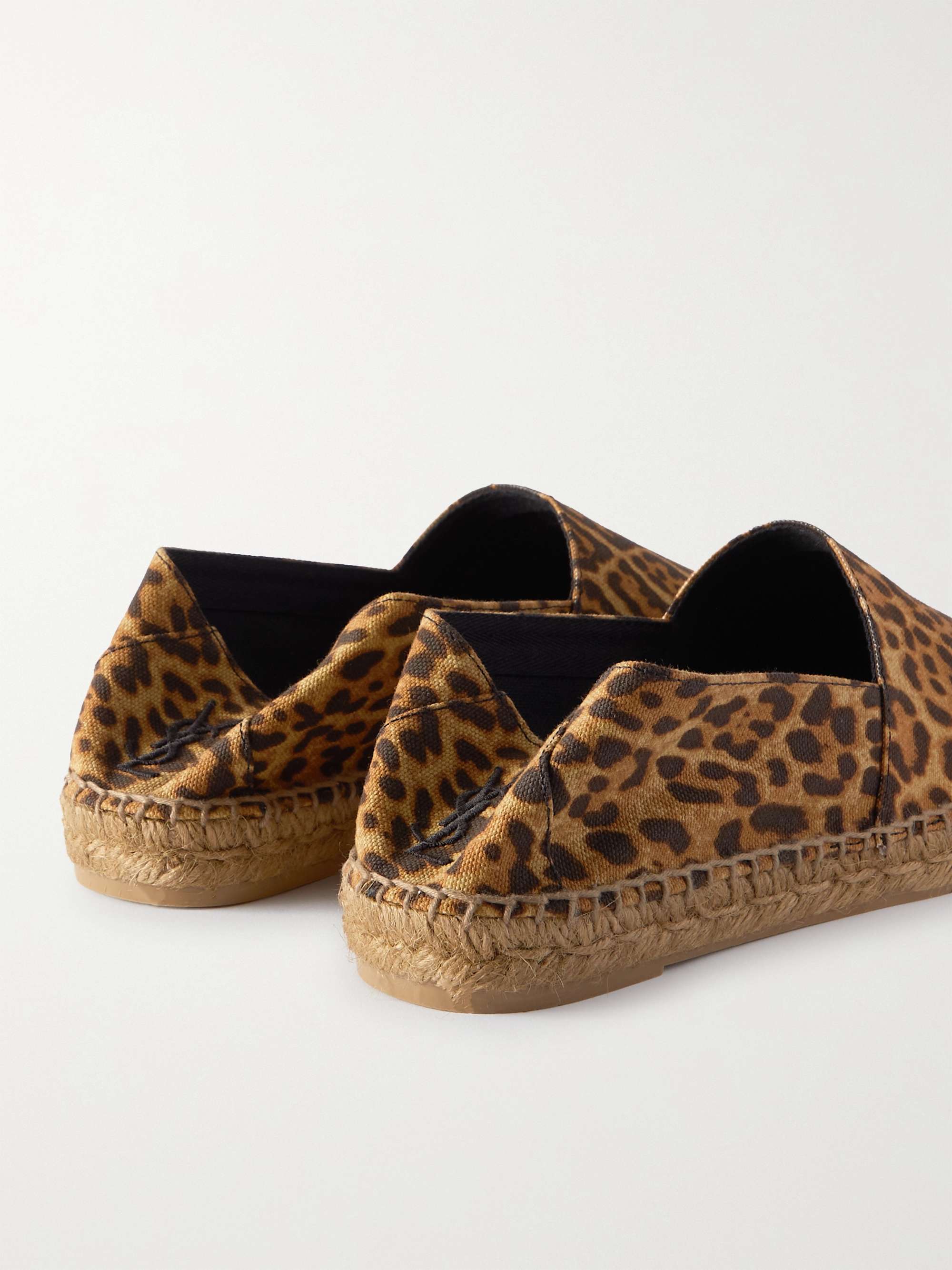 SAINT LAURENT Logo-Embroidered Leopard-Print Canvas Espadrilles