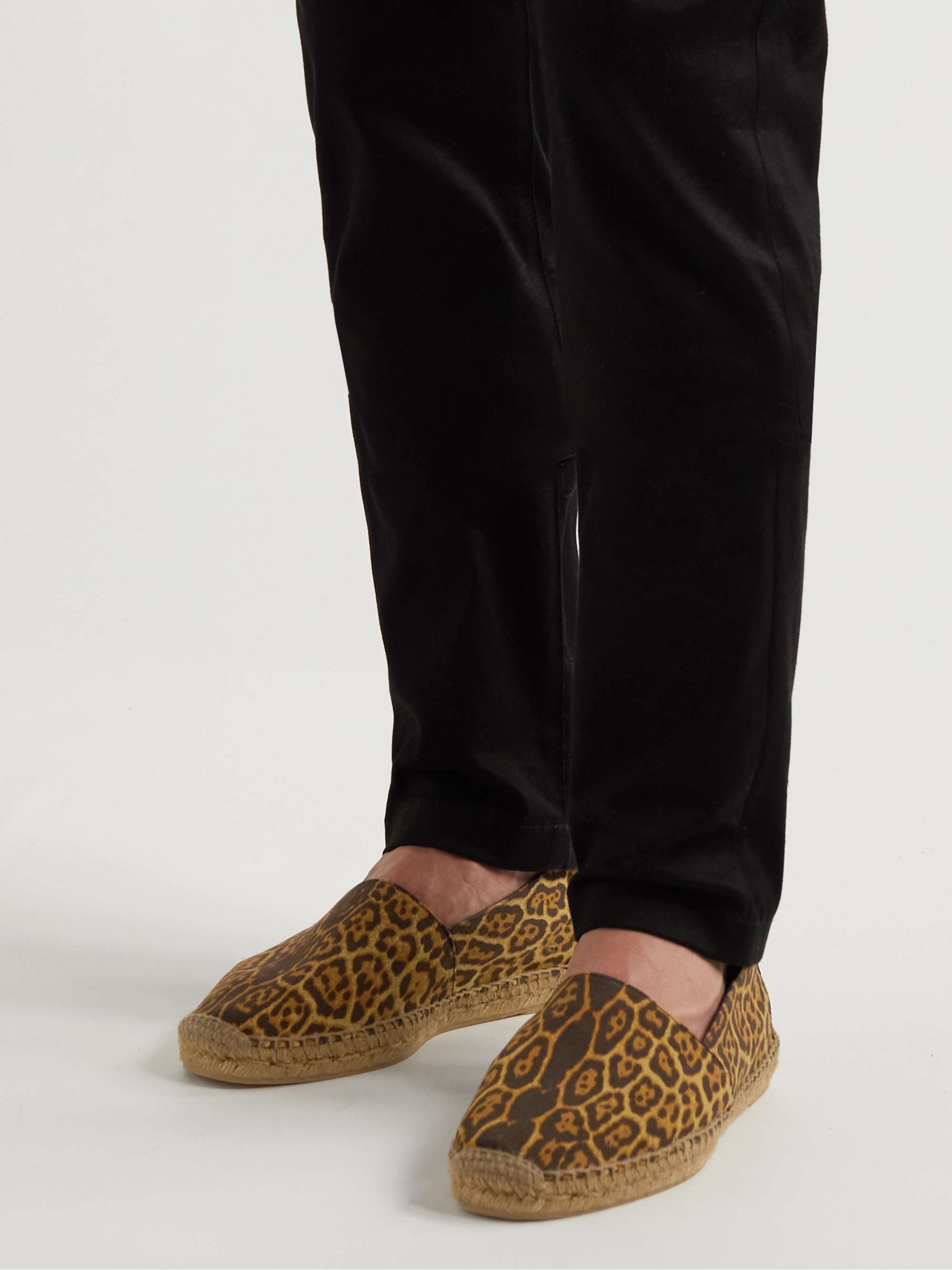 SAINT LAURENT Logo-Embroidered Leopard-Print Canvas Espadrilles