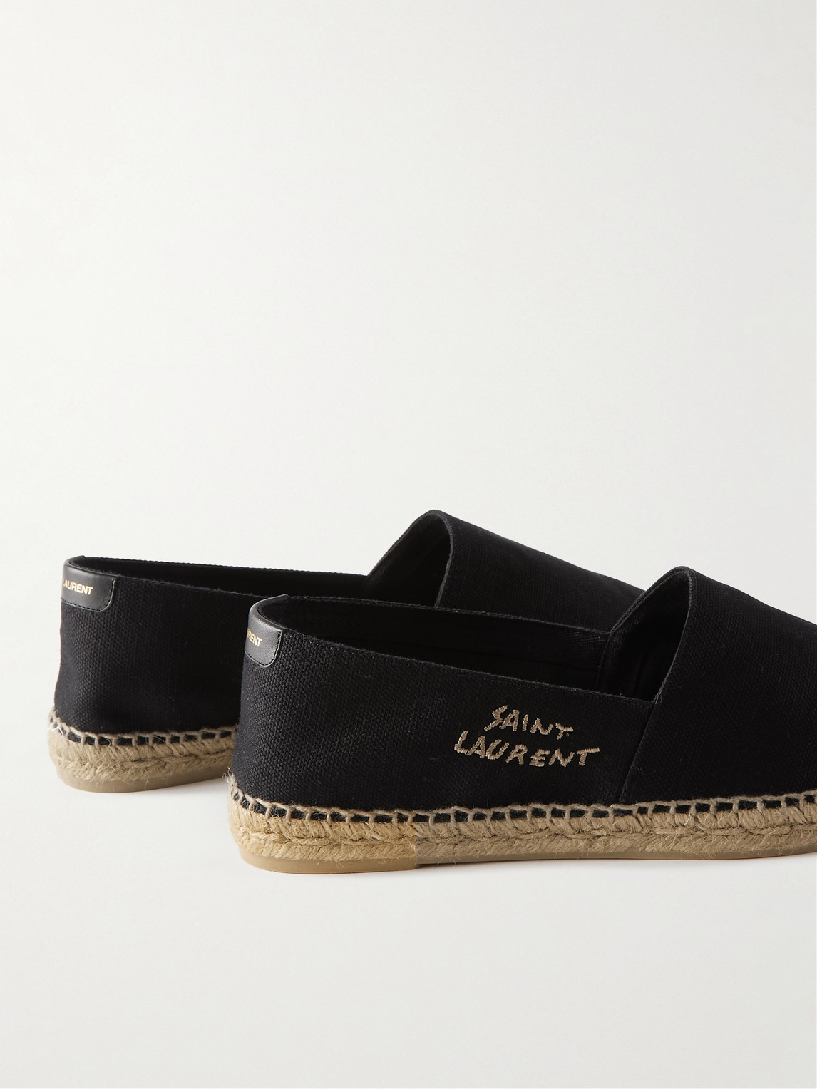 Shop Saint Laurent Logo-embroidered Canvas Espadrilles In Black