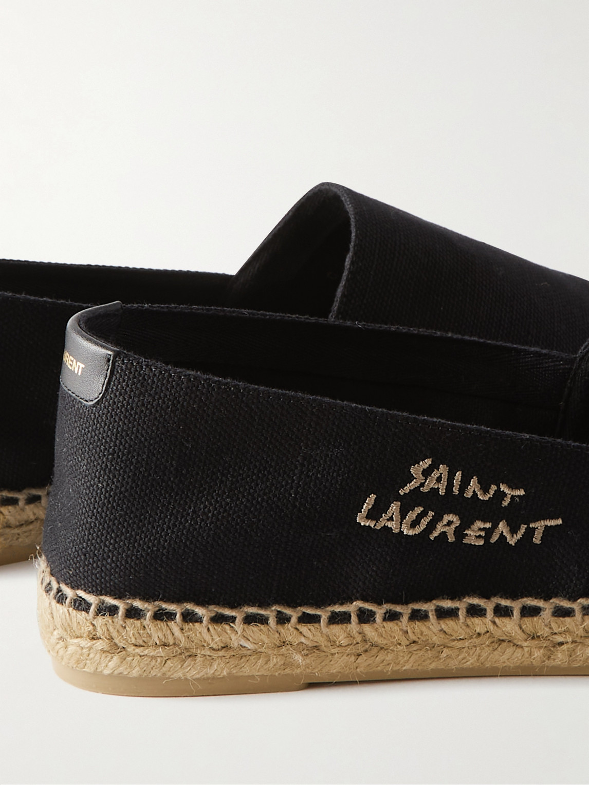 Shop Saint Laurent Logo-embroidered Canvas Espadrilles In Black