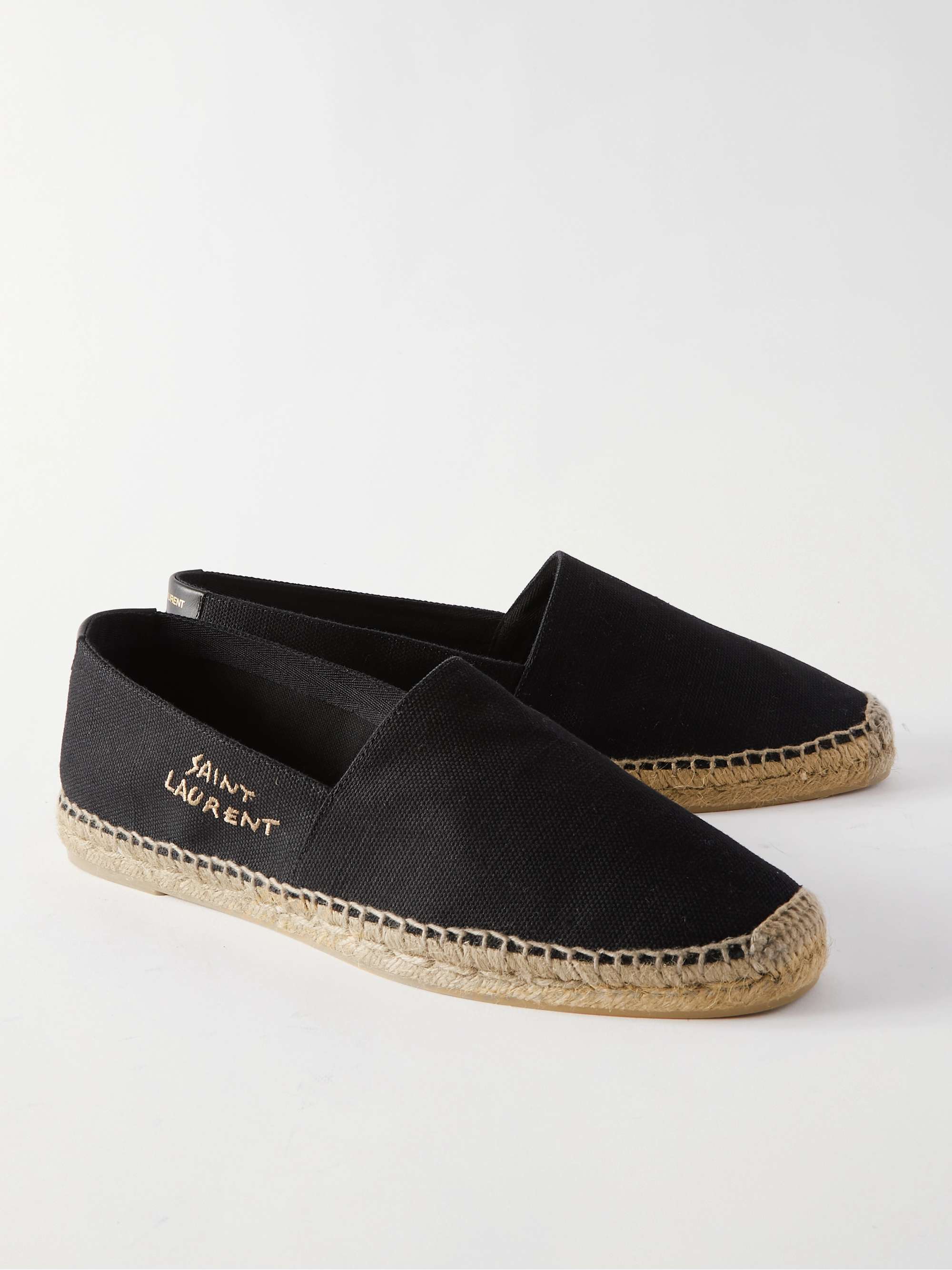 SAINT LAURENT Logo-Embroidered Leopard-Print Canvas Espadrilles