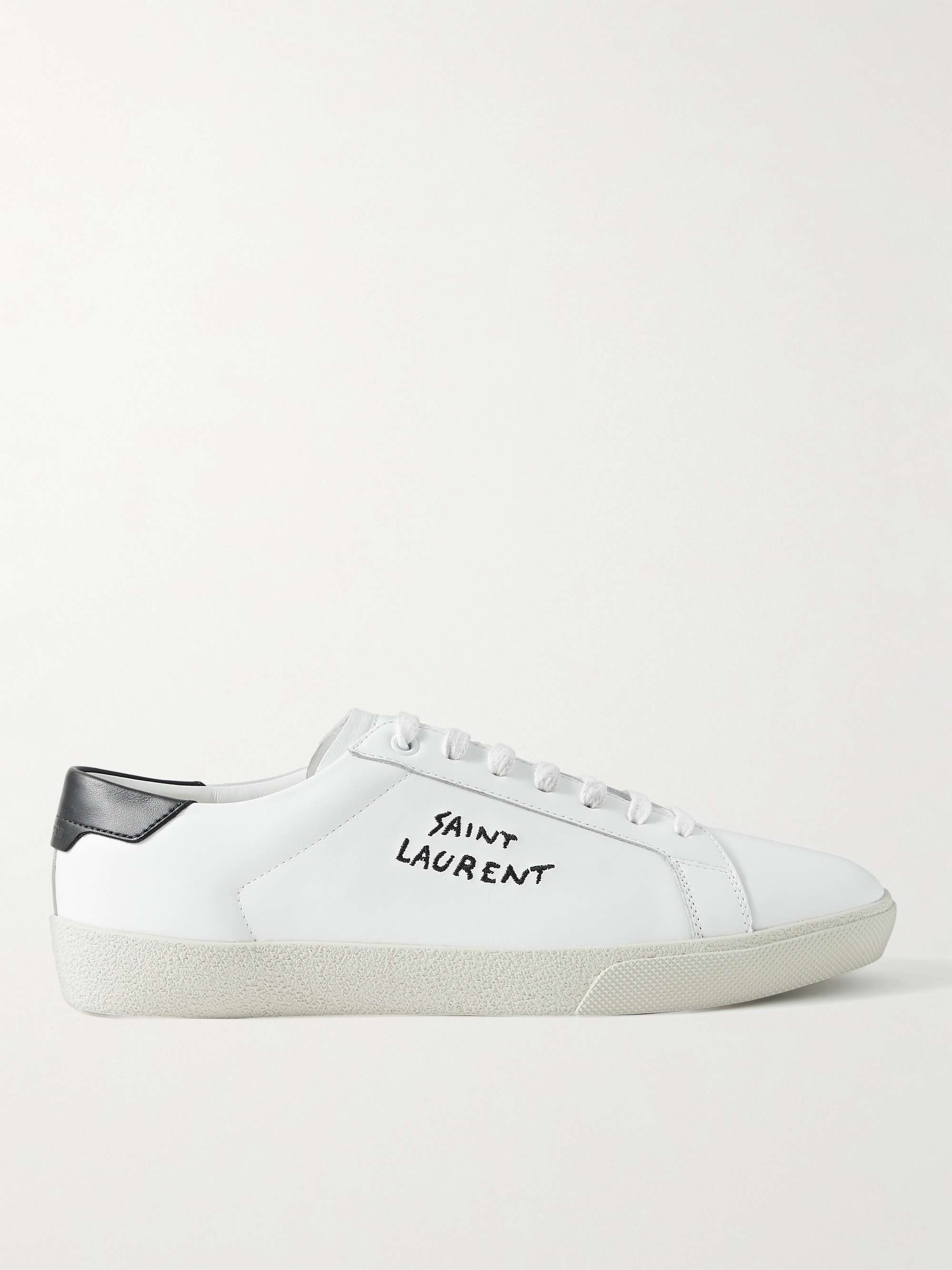 SAINT LAURENT SL/06 Court Classic Logo-Embroidered Leather Sneakers for Men | MR