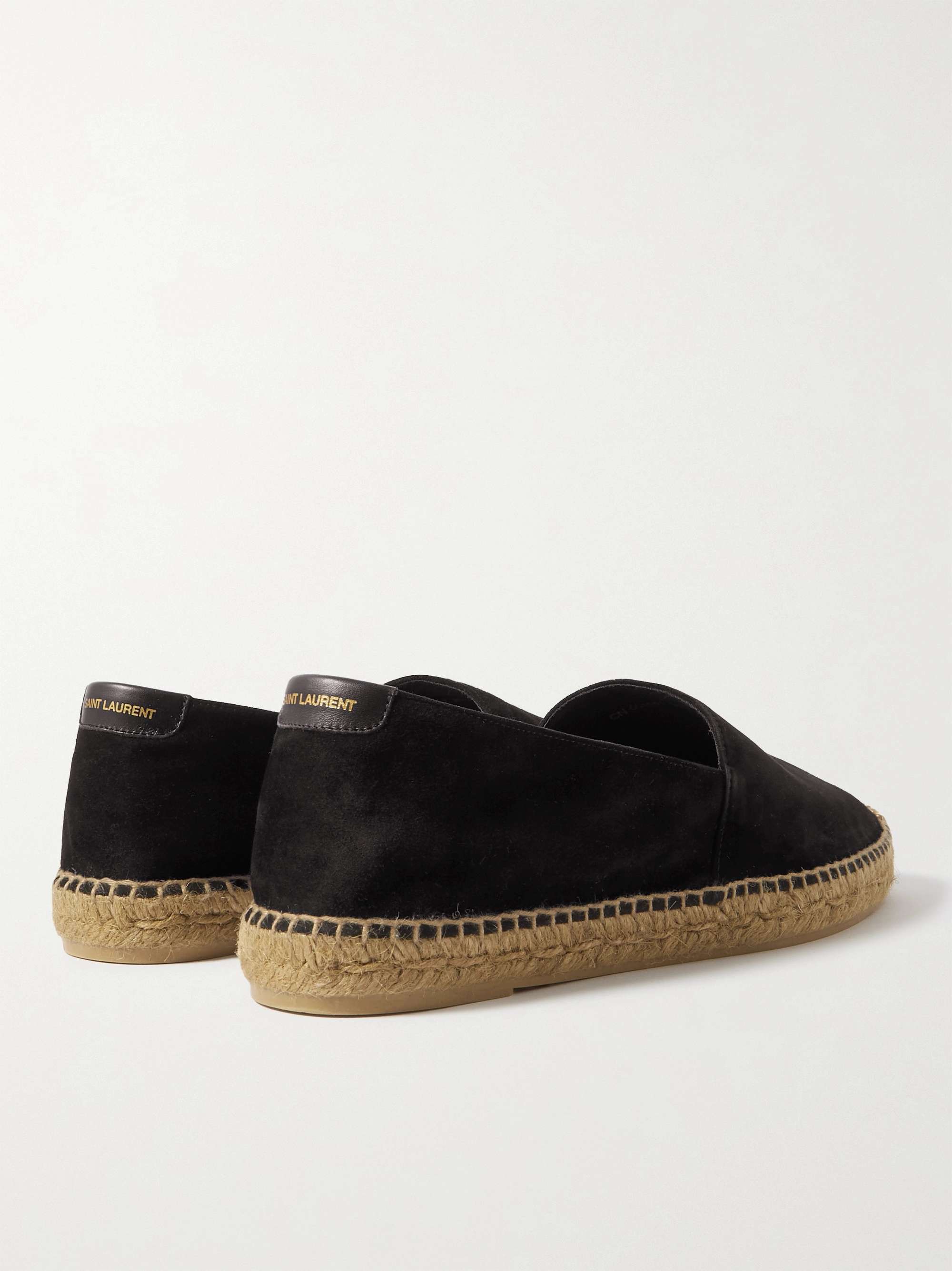 SAINT LAURENT Leather-Trimmed Suede Espadrilles