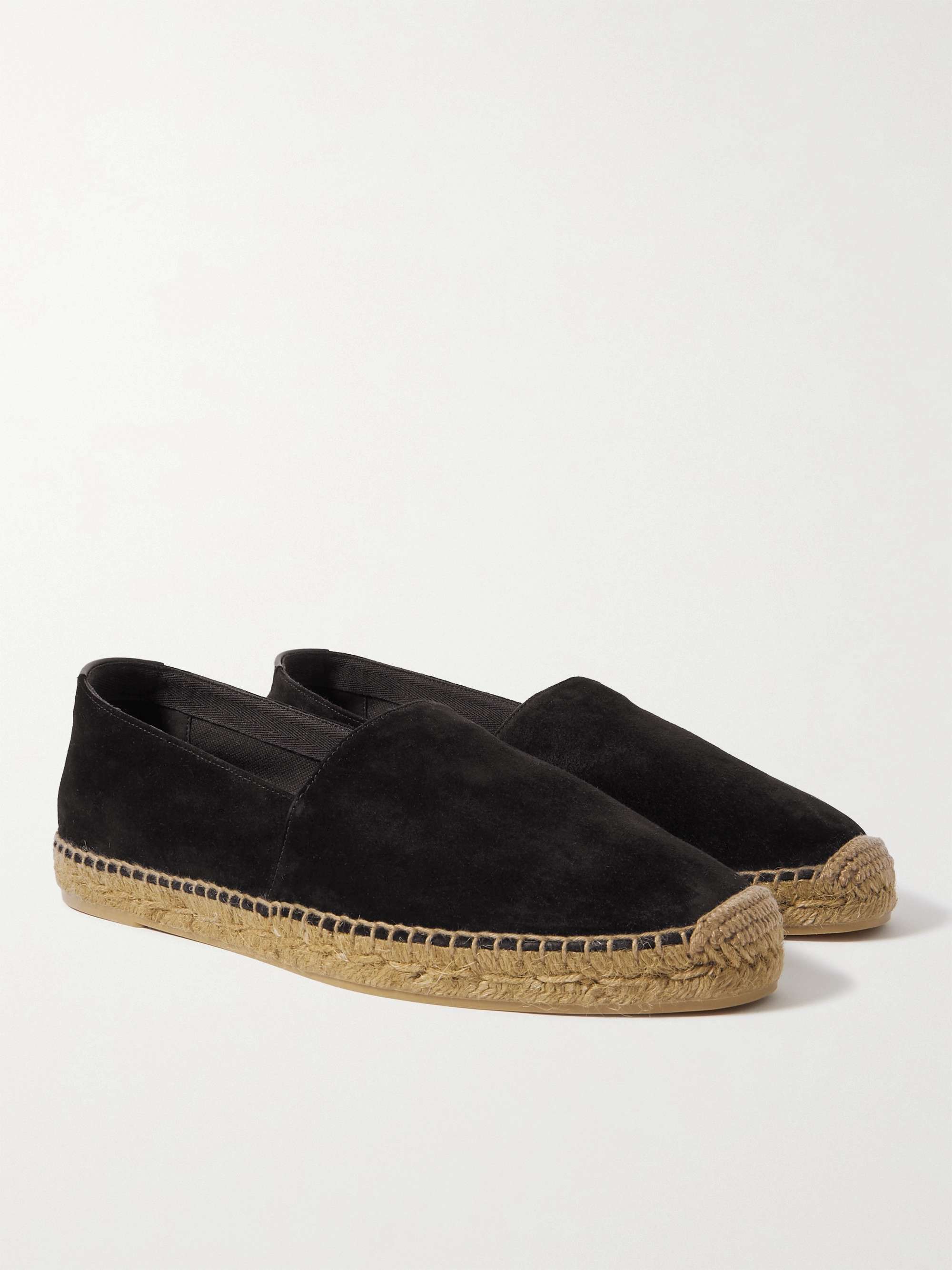SAINT LAURENT Leather-Trimmed Suede Espadrilles