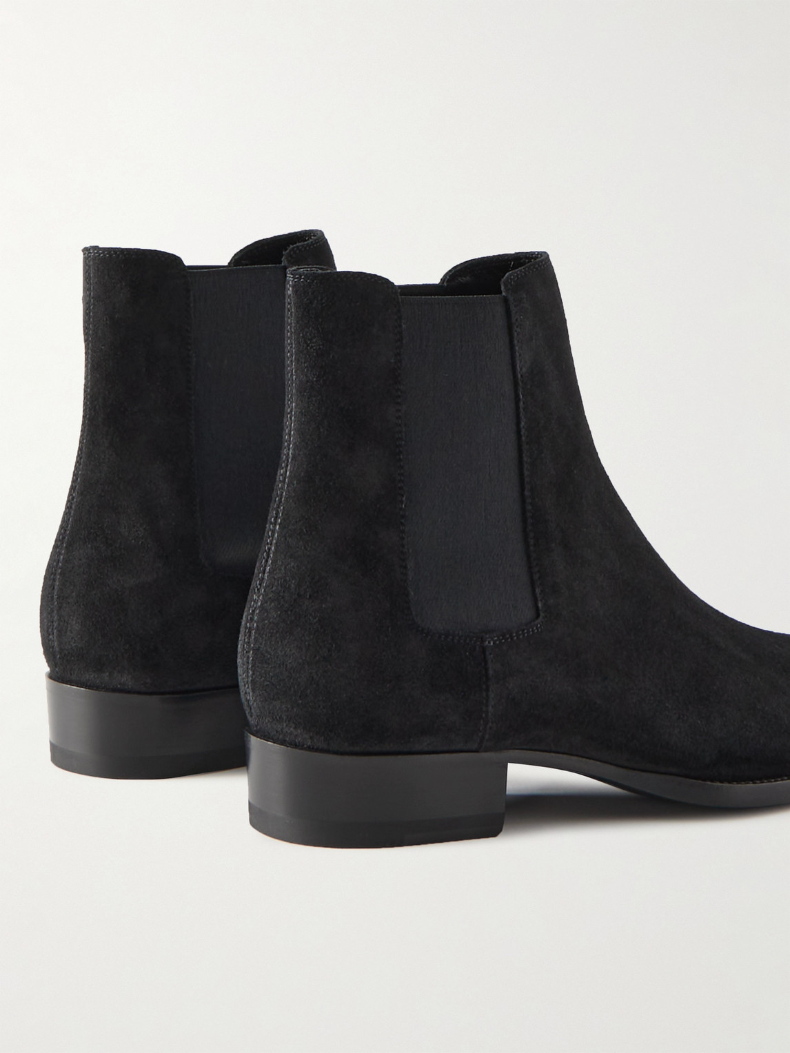 Shop Saint Laurent Wyatt Suede Chelsea Boots In Black