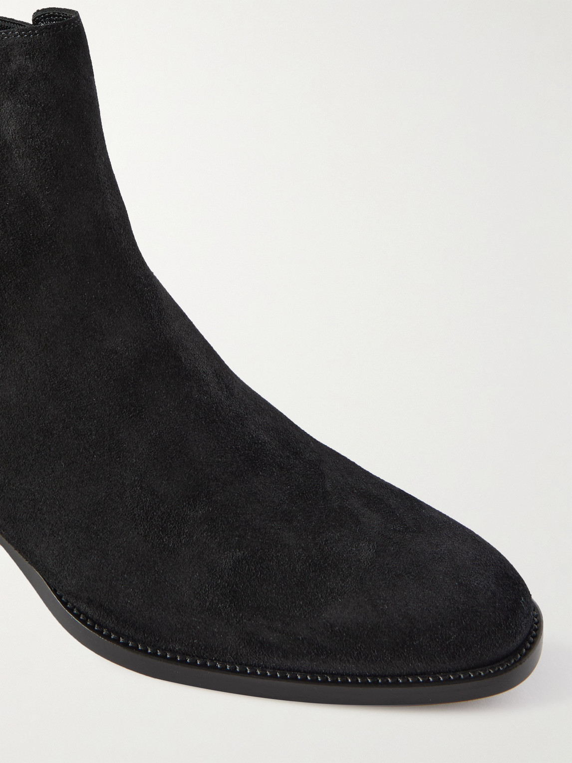 Shop Saint Laurent Wyatt Suede Chelsea Boots In Black