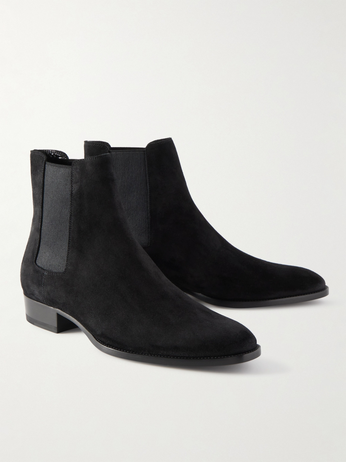 Shop Saint Laurent Wyatt Suede Chelsea Boots In Black