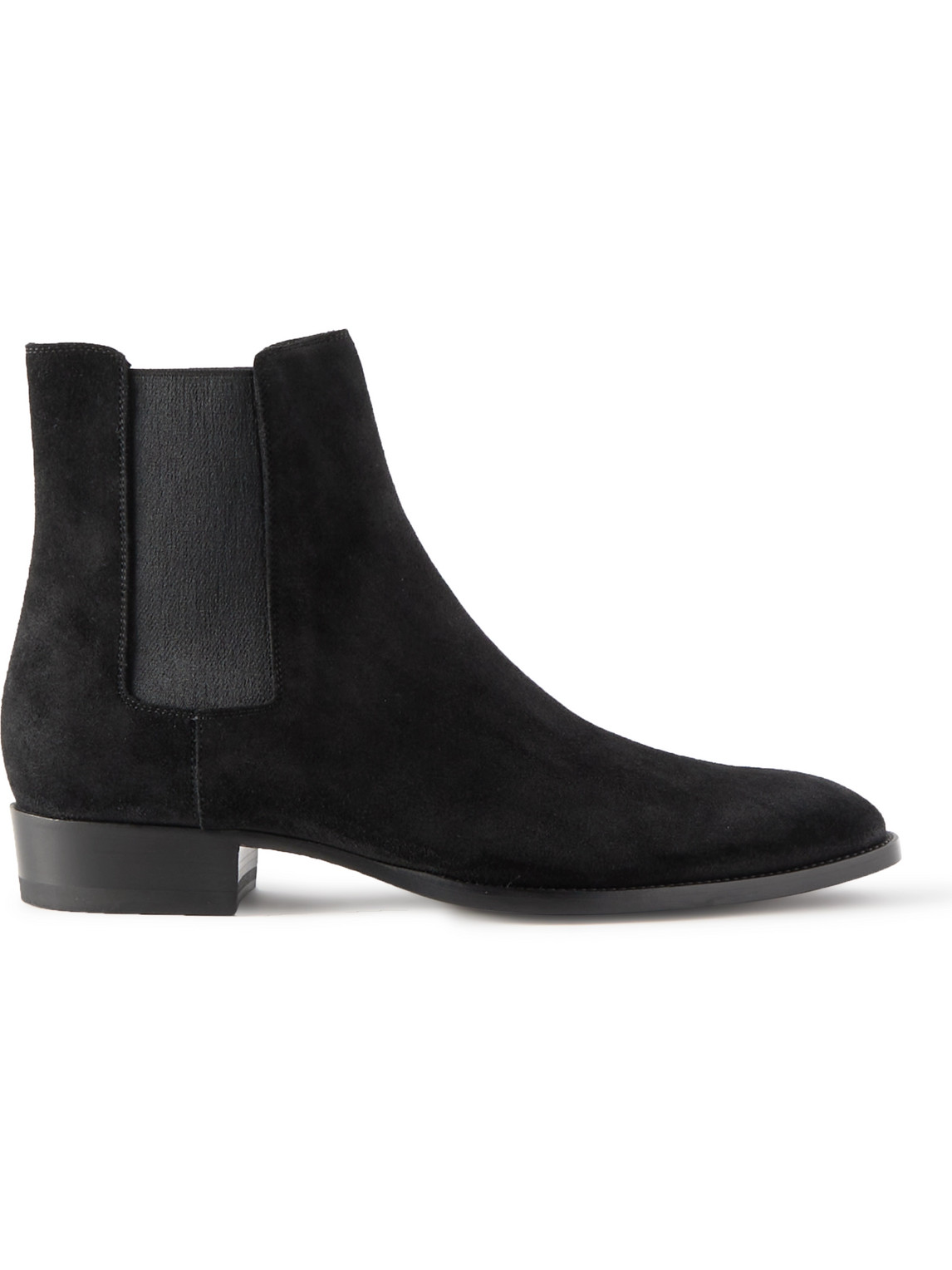 Shop Saint Laurent Wyatt Suede Chelsea Boots In Black