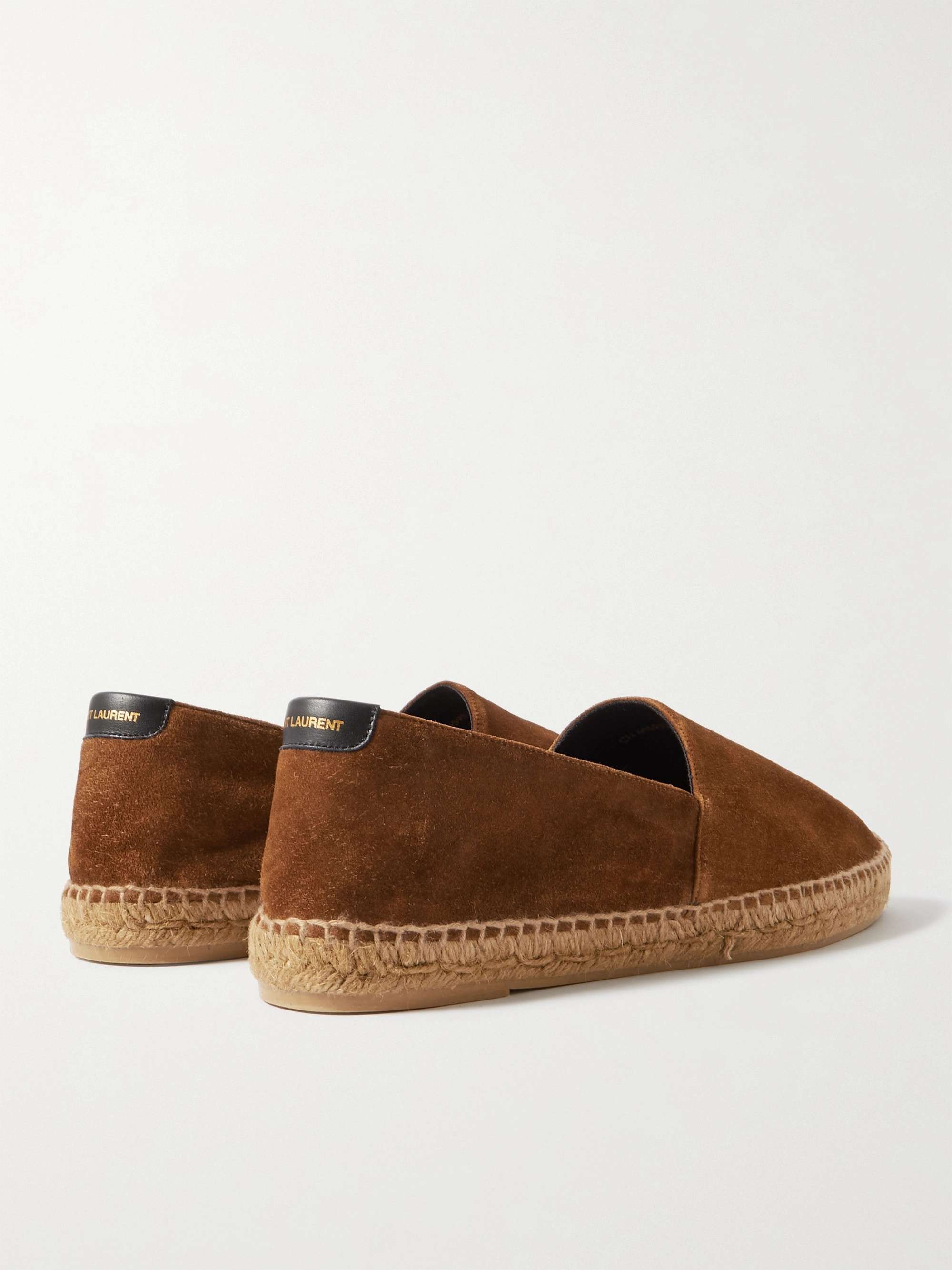 SAINT LAURENT Leather-Trimmed Suede Espadrilles
