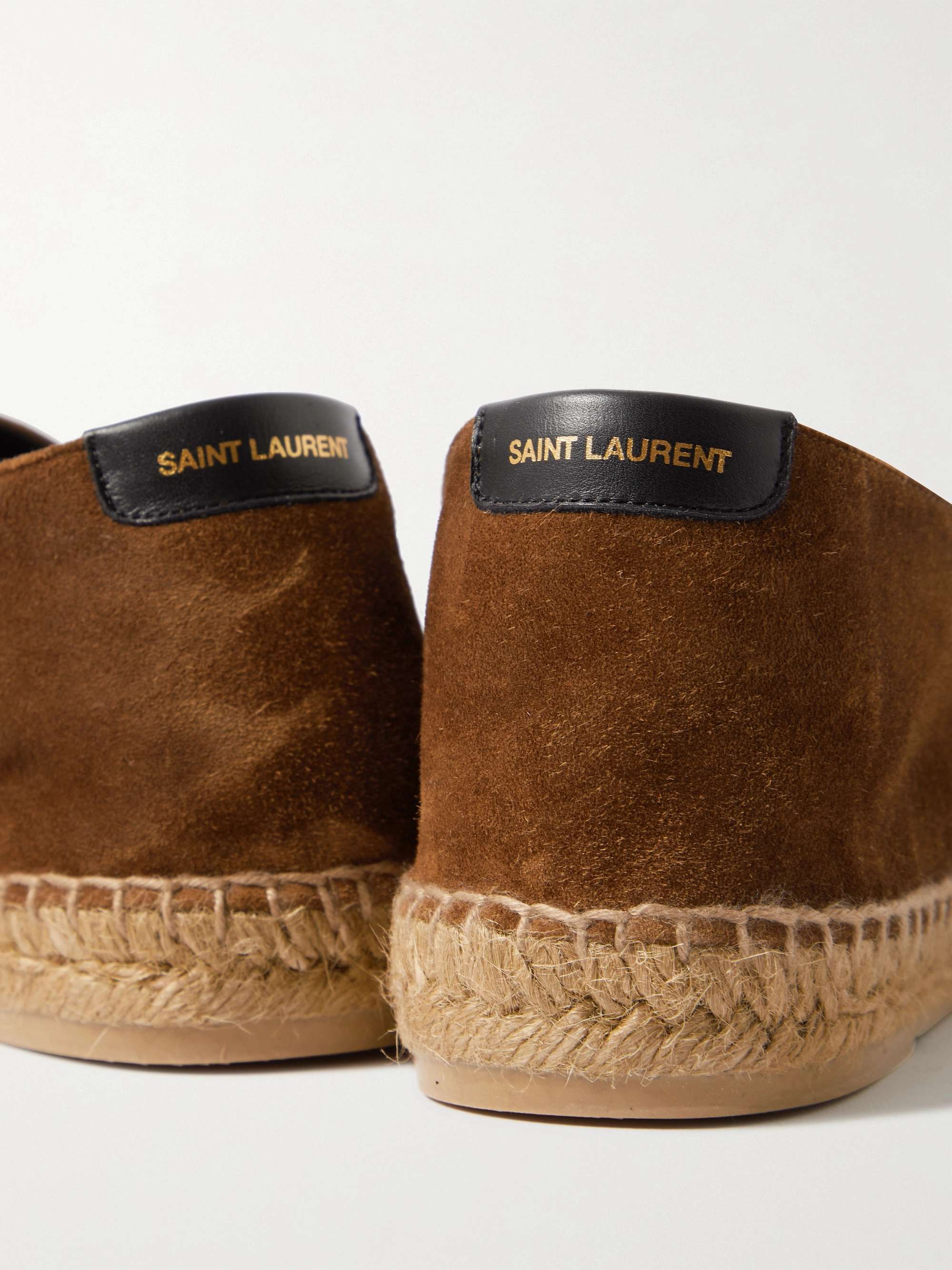 SAINT LAURENT Leather-Trimmed Suede Espadrilles