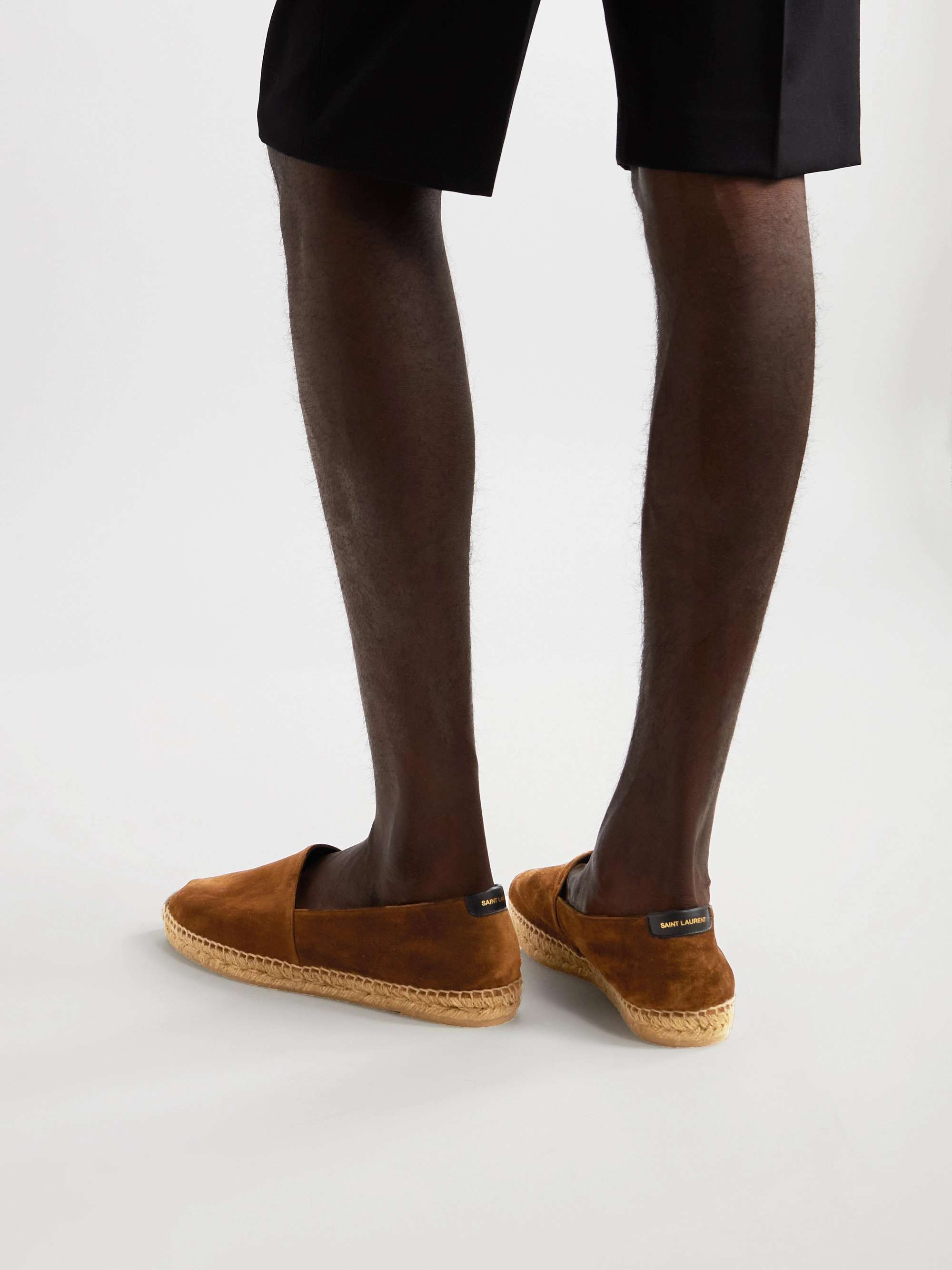 SAINT LAURENT Leather-Trimmed Suede Espadrilles