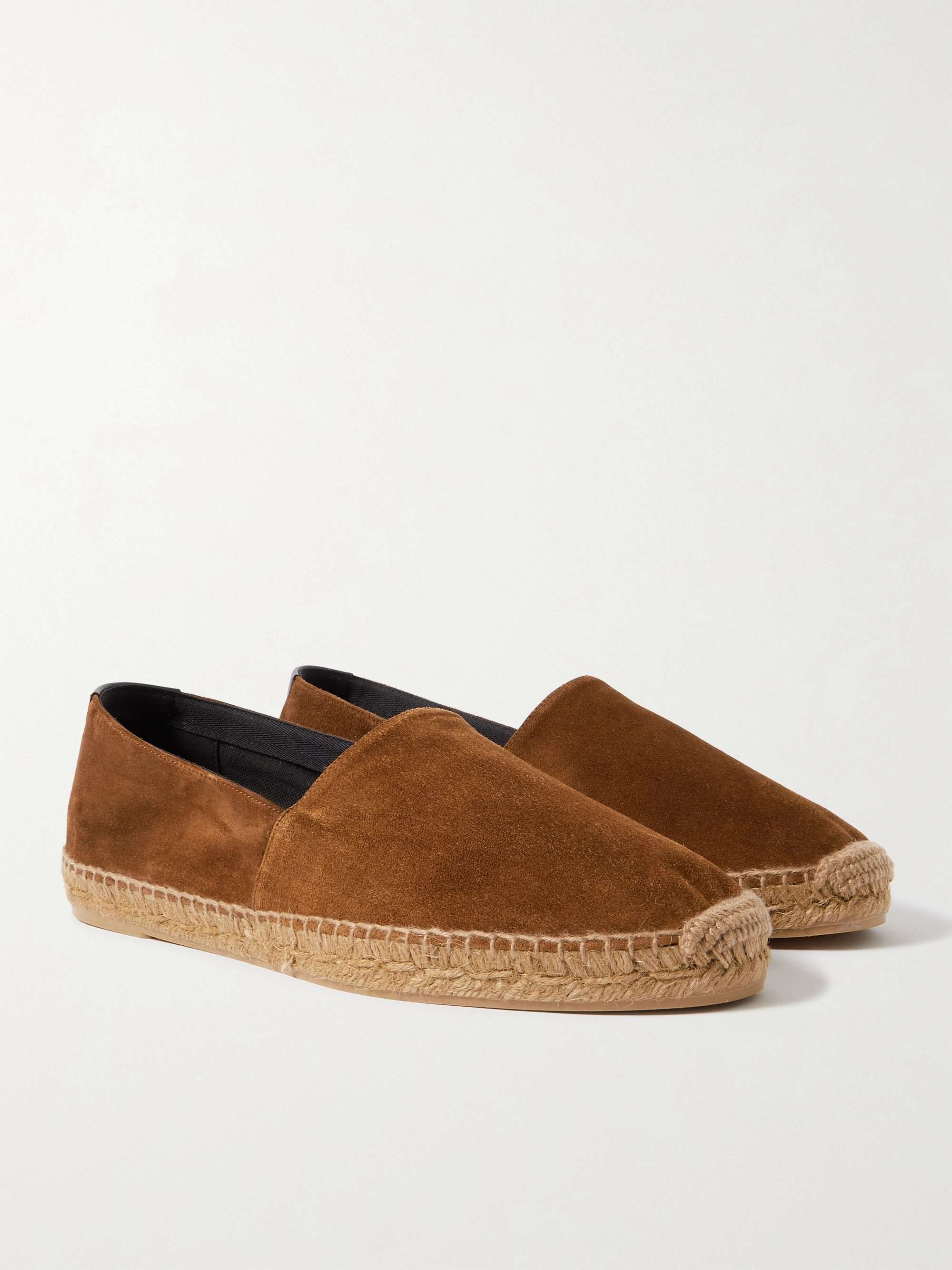 SAINT LAURENT Leather-Trimmed Suede Espadrilles