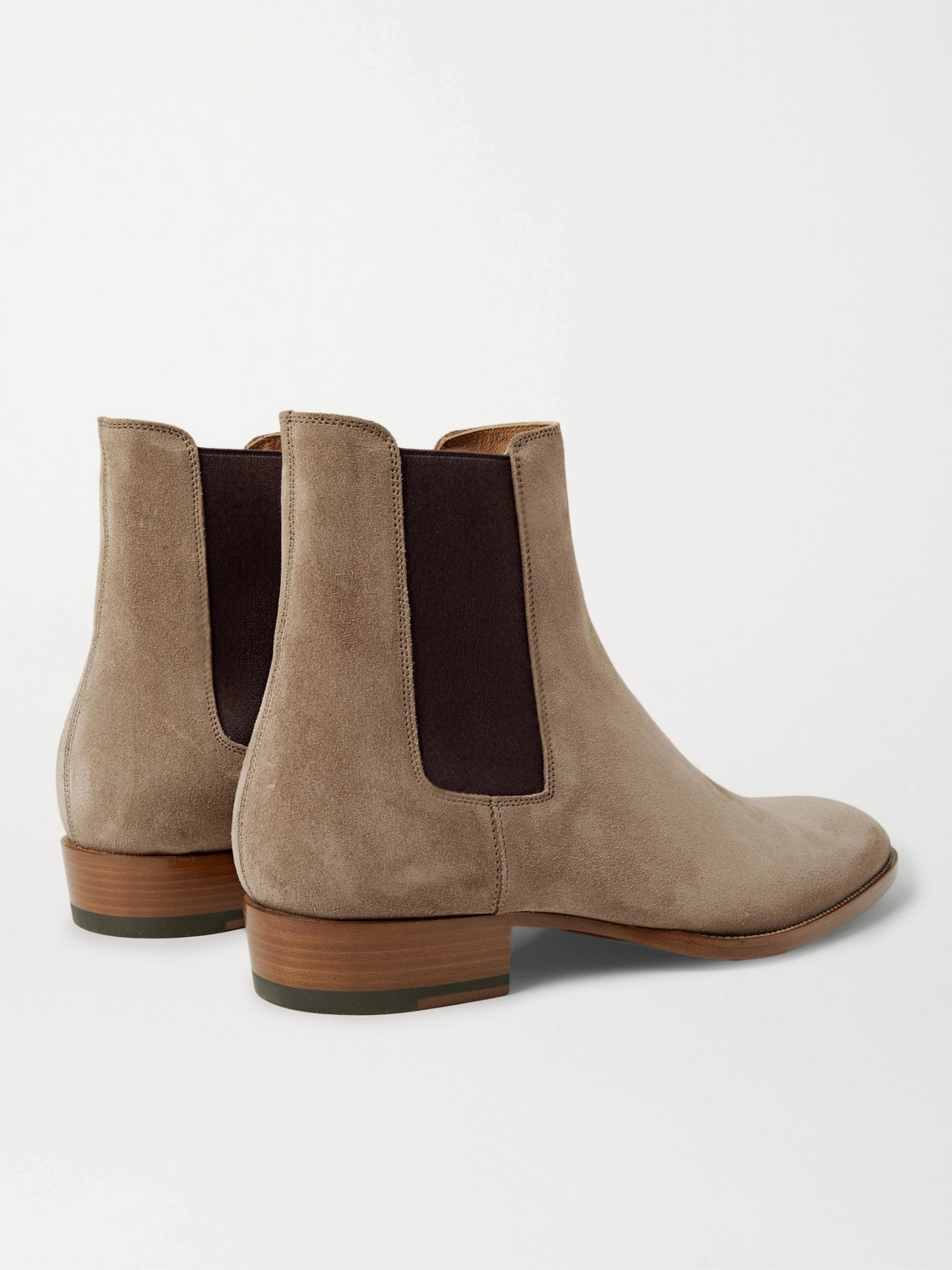Saint Laurent Beige Suede Wyatt Chelsea Boots In Brown