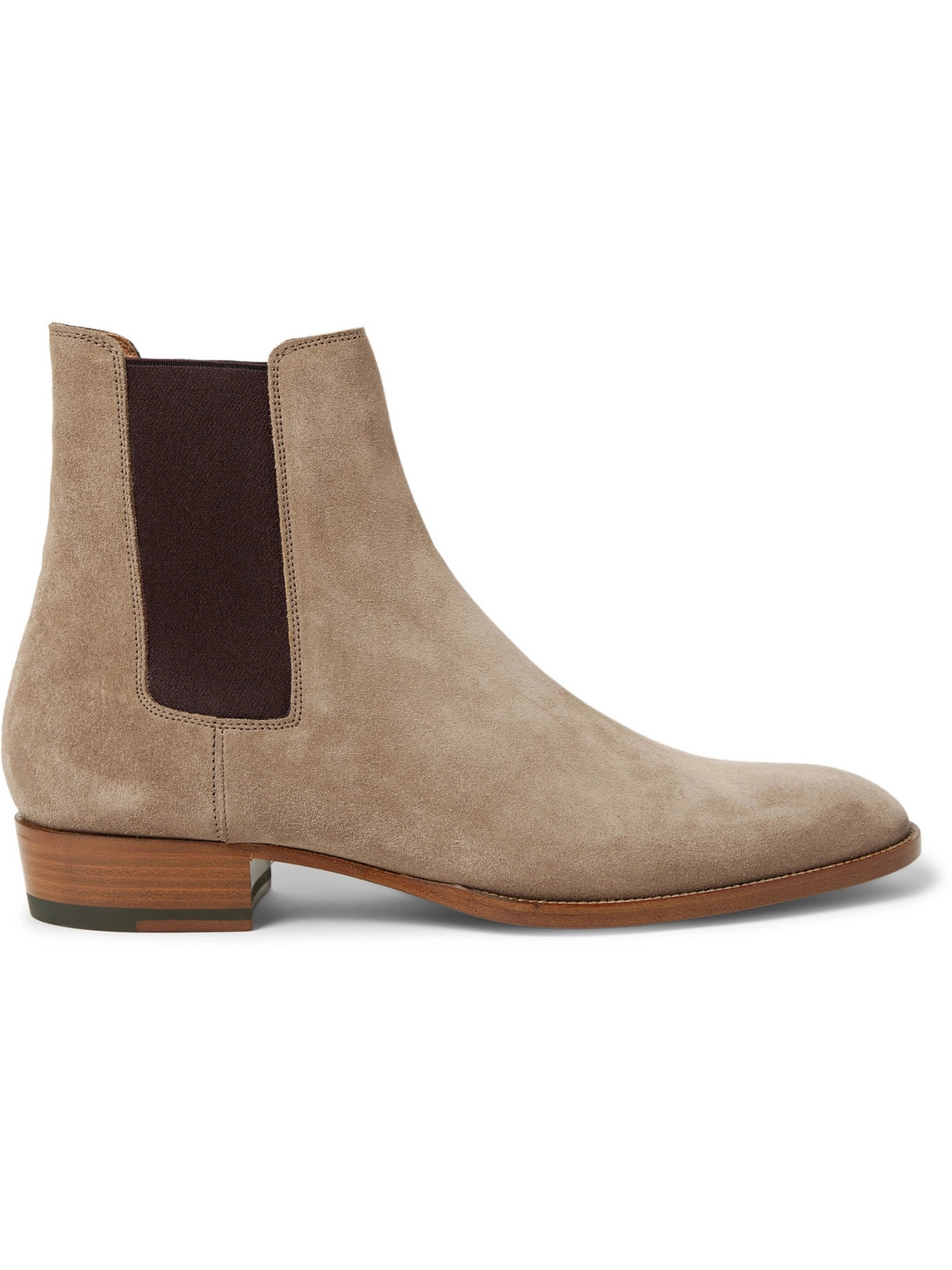 Shop Saint Laurent Wyatt 30 Suede Chelsea Boots In Brown