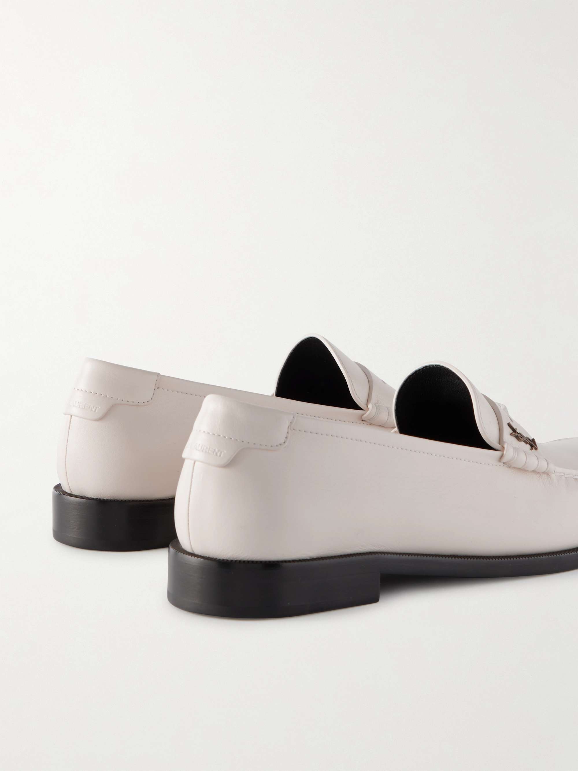 SAINT LAURENT Logo-Embellished Leather Penny Loafers