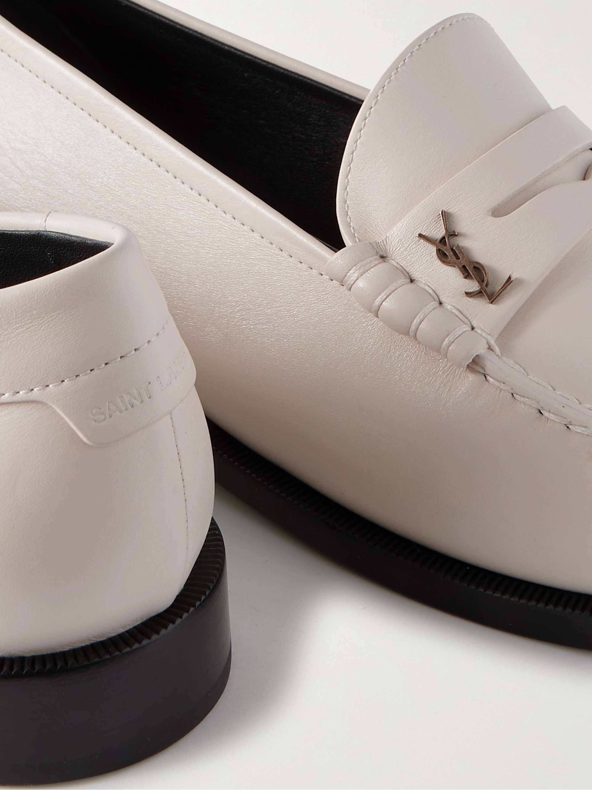 SAINT LAURENT Logo-Embellished Leather Penny Loafers